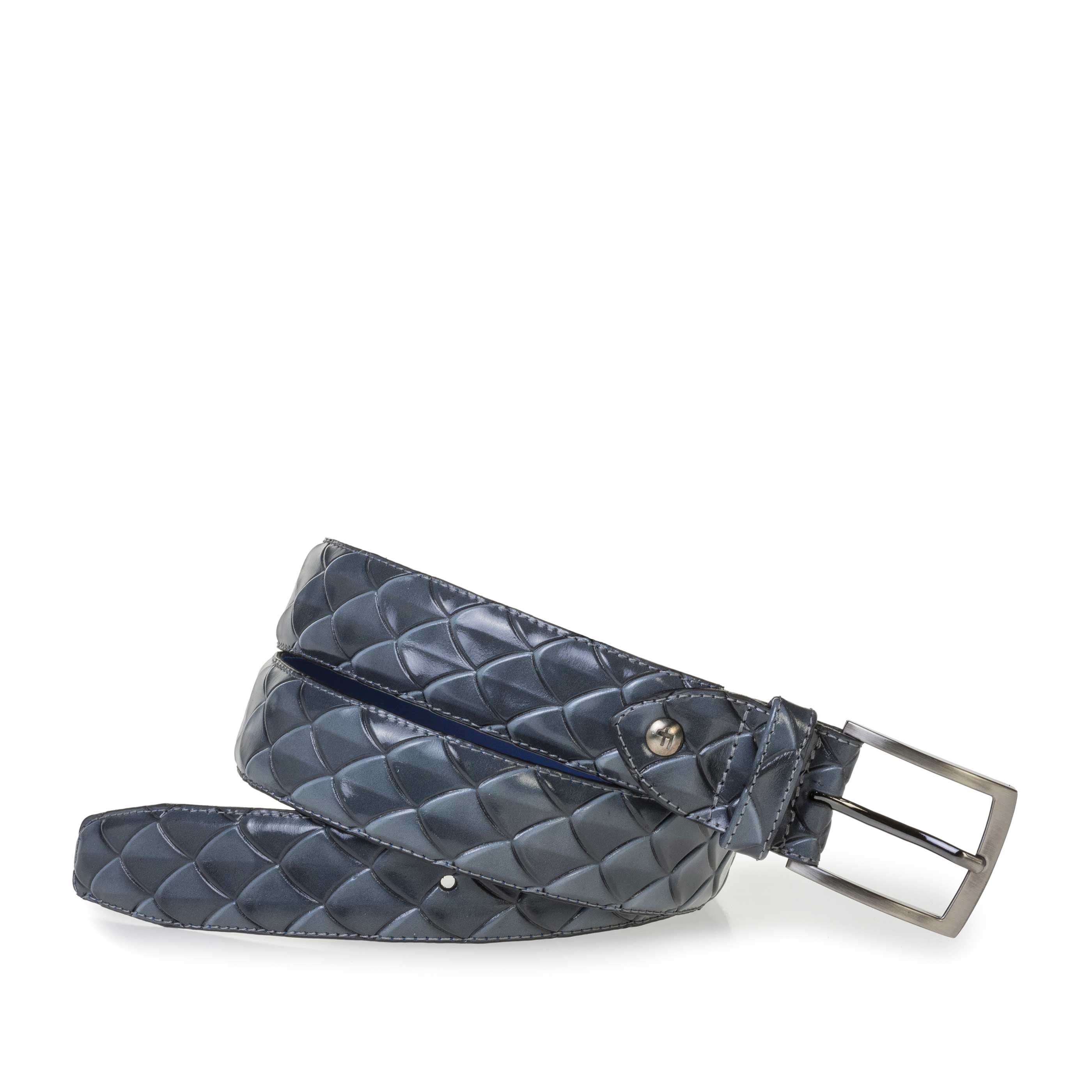 75201/64 - Premium grey leather belt with print 75201/64 - Premium grey leather belt with print