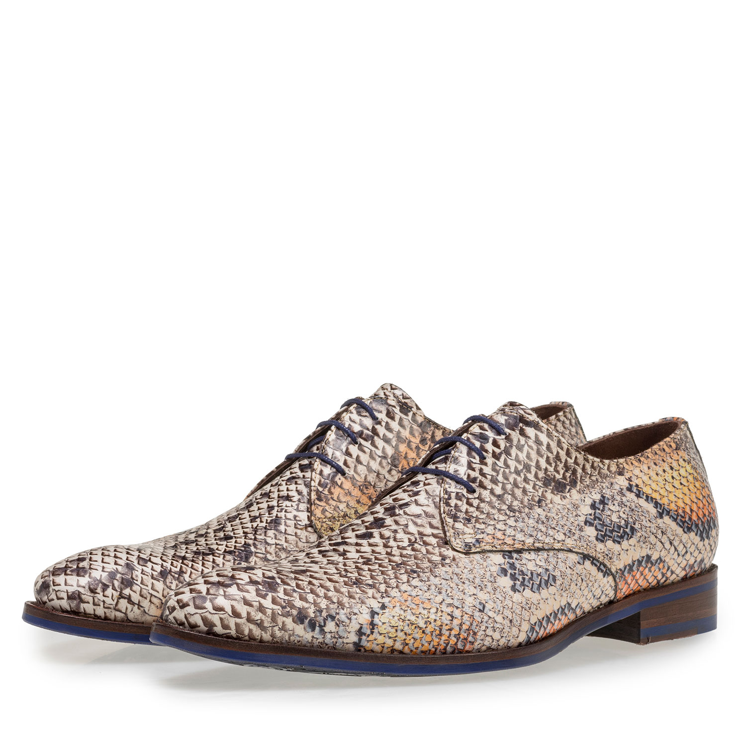 18224/02 - Premium Schnürschuh mit orangefarbenem Schlangenprint 18224/02 - Premium Schnürschuh mit orangefarbenem Schlangenprint