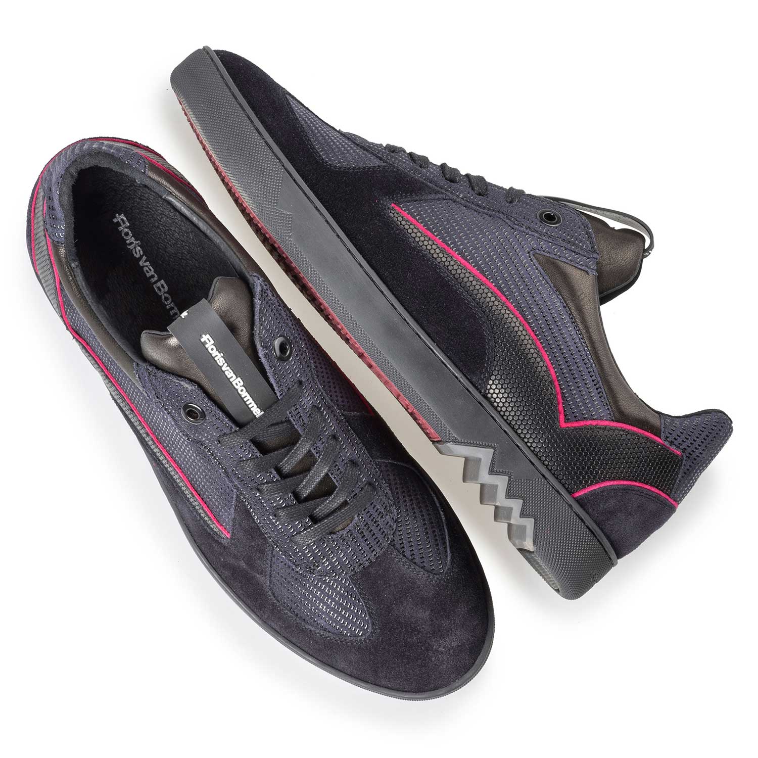 16242/07 - Dunkelblauer Sneaker mit pinker Paspel 16242/07 - Dunkelblauer Sneaker mit pinker Paspel