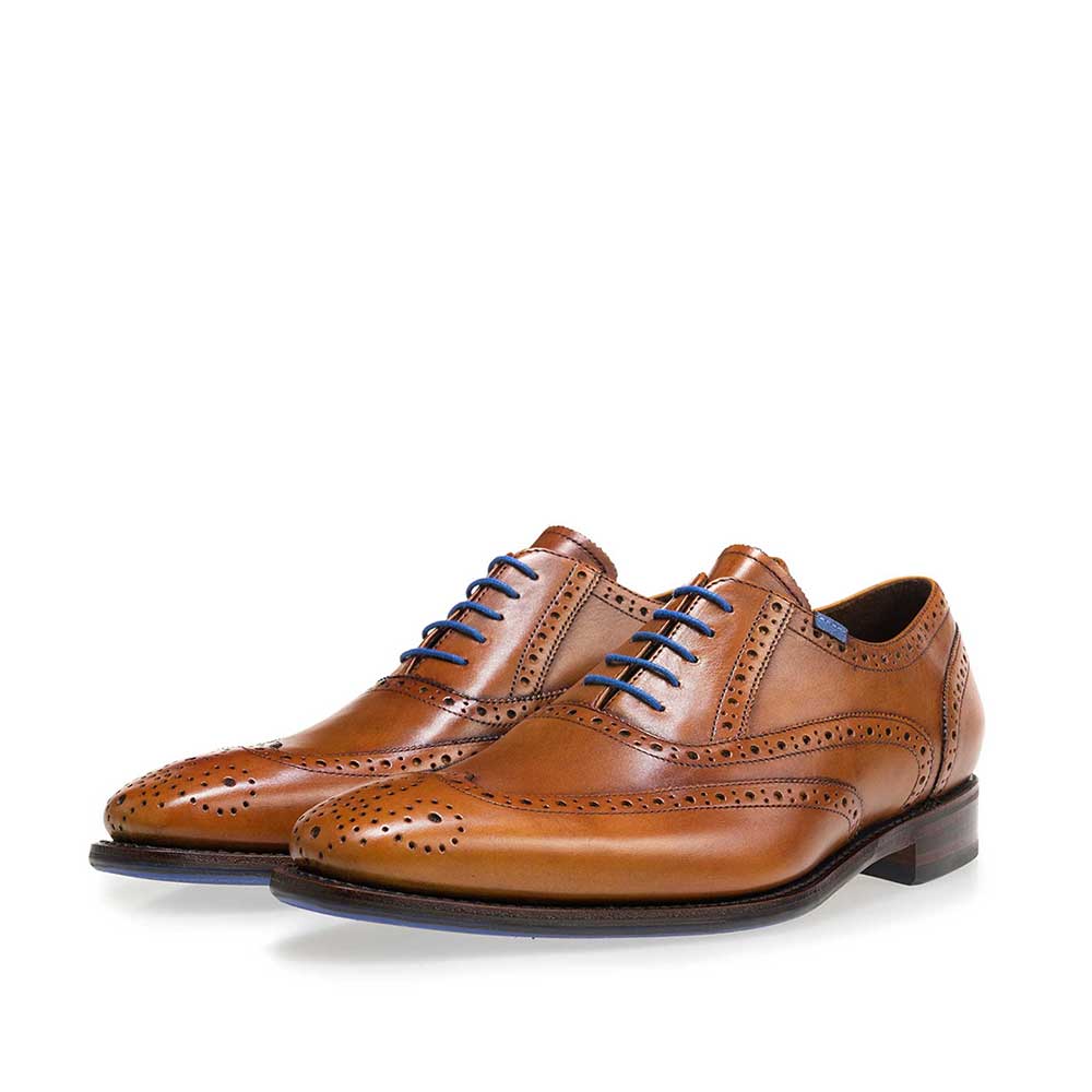 19470/00 - Cognac-coloured brogue calf's leather lace shoe 19470/00 - Cognac-coloured brogue calf's leather lace shoe