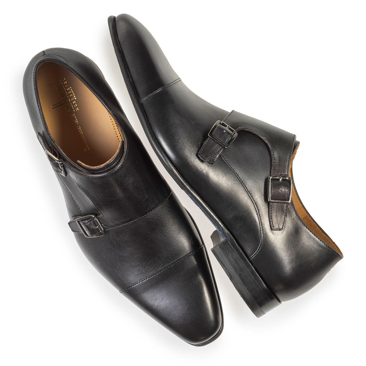 12295/01 - Schwarzer Kalbsleder Monk Strap Schnallenschuh 12295/01 - Schwarzer Kalbsleder Monk Strap Schnallenschuh