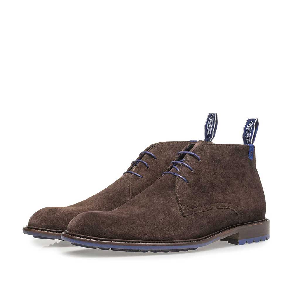 10203/17 - Dunkelbrauner Kalbswildleder-Schnürschuh 10203/17 - Dunkelbrauner Kalbswildleder-Schnürschuh