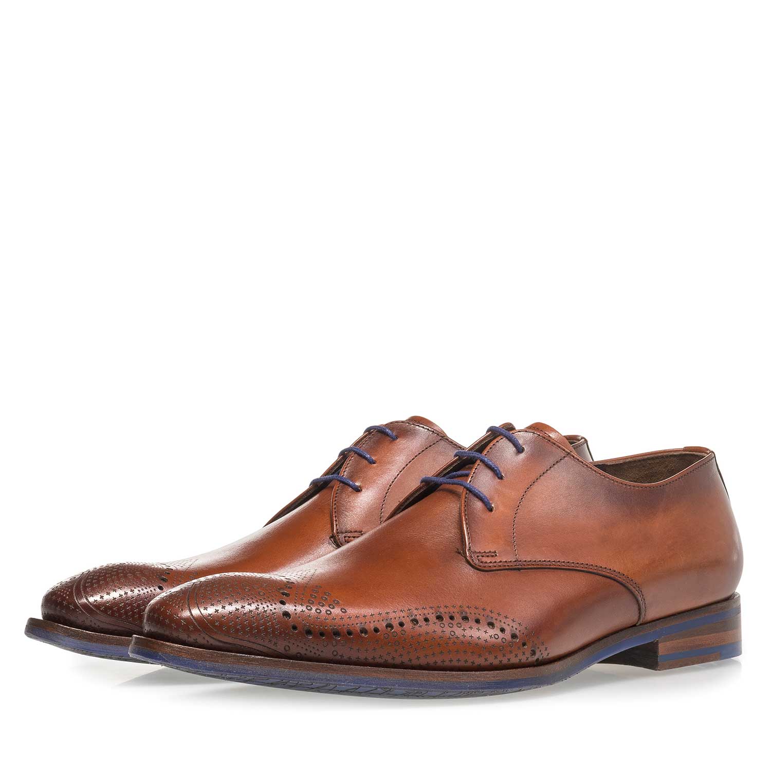 18175/00 - Dunkler cognacfarbener Kalbsleder-Schnürschuh 18175/00 - Dunkler cognacfarbener Kalbsleder-Schnürschuh