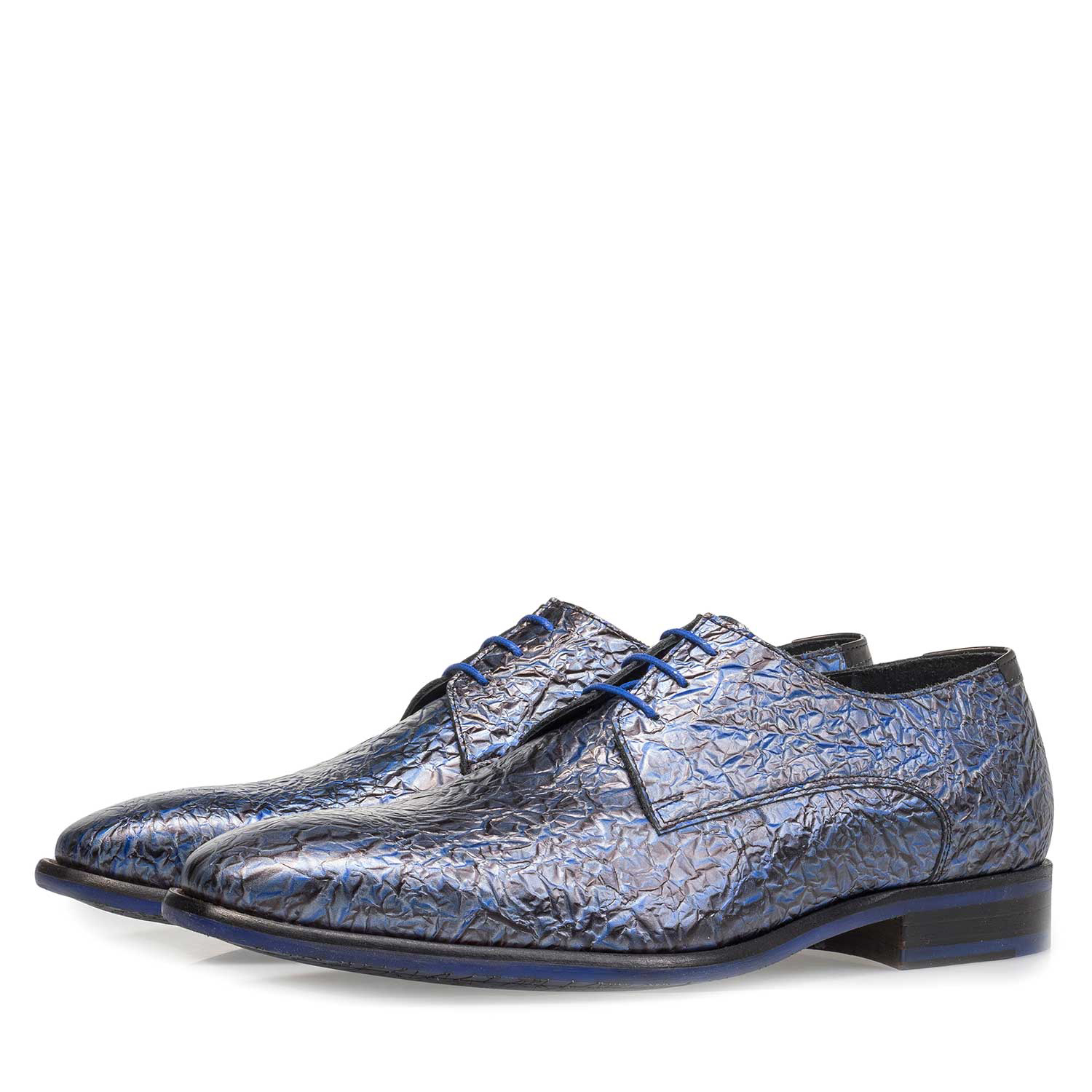 18097/05 - Dunkelblauer Premium Lackleder-Schnürschuh mit Print 18097/05 - Dunkelblauer Premium Lackleder-Schnürschuh mit Print