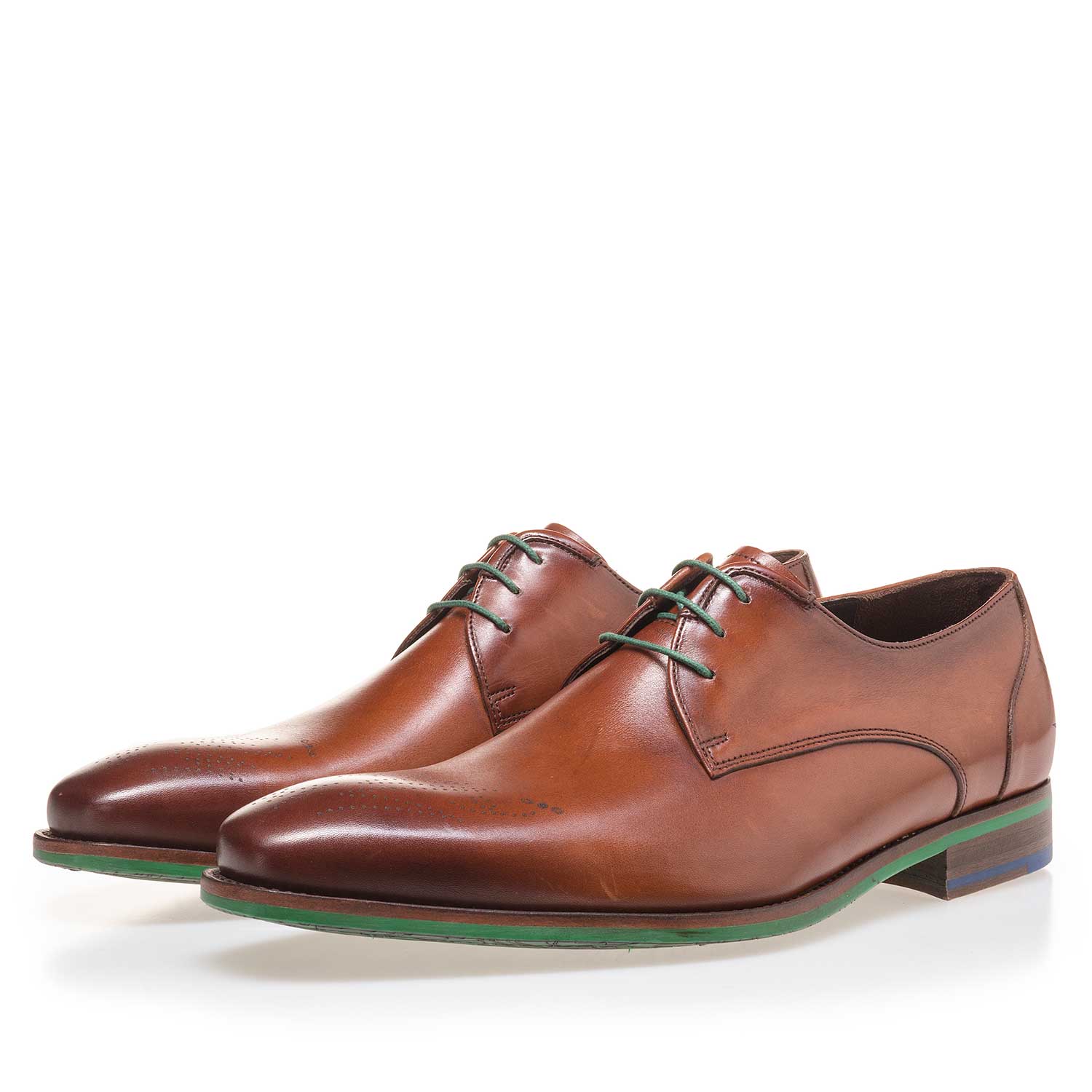 14193/02 - Dunkler Cognacfarbener Wildleder Schnürschuh 14193/02 - Dunkler Cognacfarbener Wildleder Schnürschuh