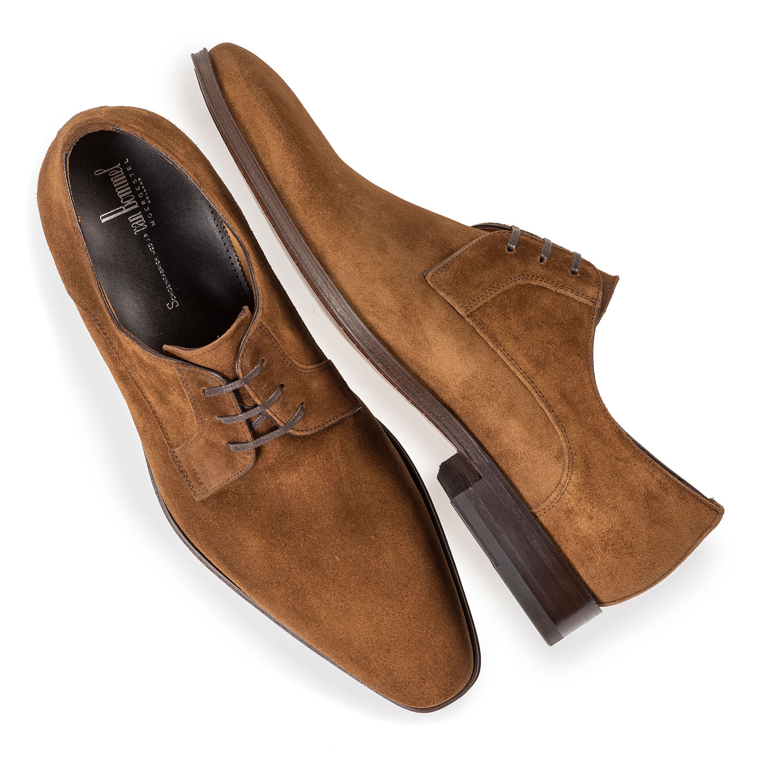 14299/10 - Mittelbrauner Kalbswildleder-Schnürschuh 14299/10 - Mittelbrauner Kalbswildleder-Schnürschuh