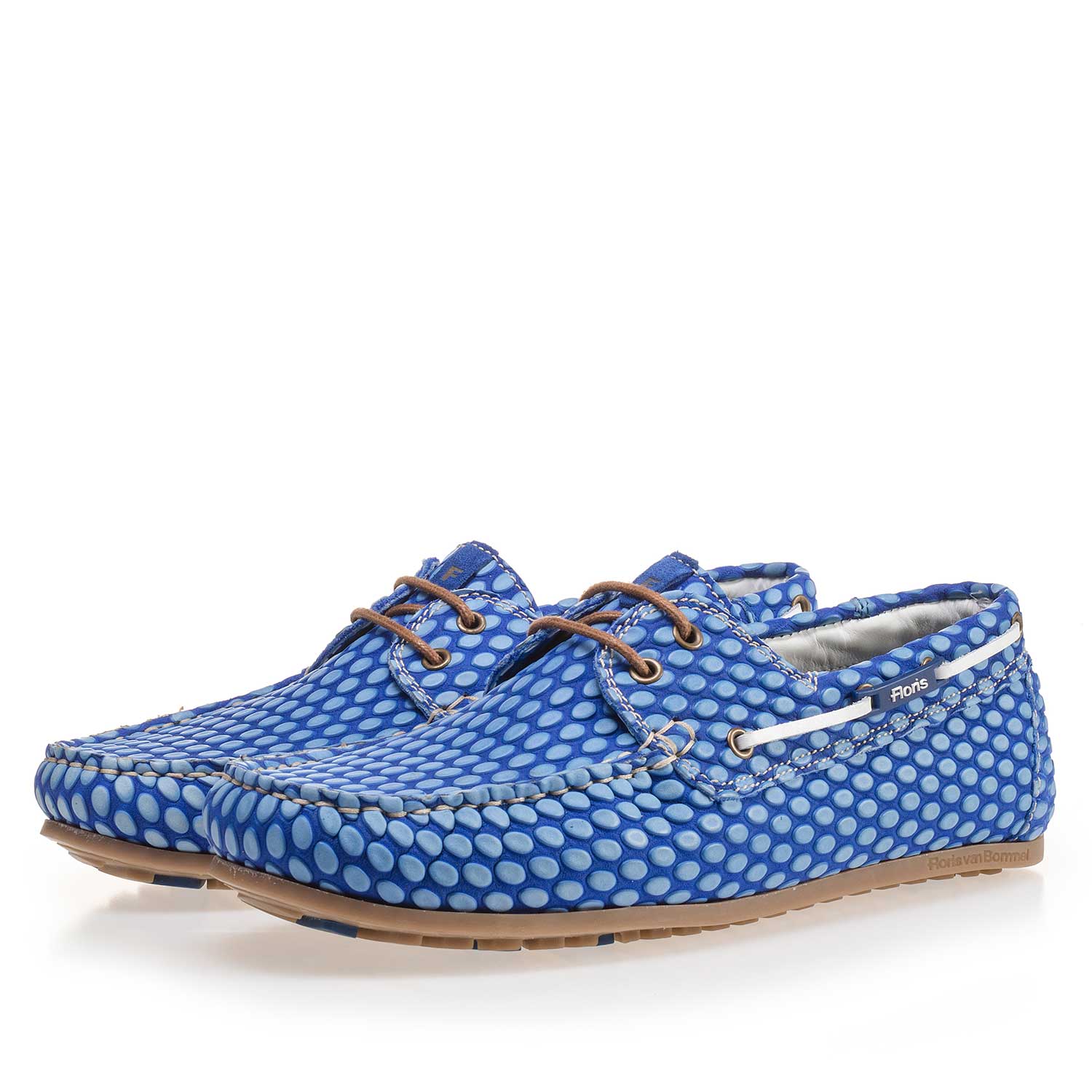 15055/02 - Cobalt blue, printed leather boat shoe 15055/02 - Cobalt blue, printed leather boat shoe