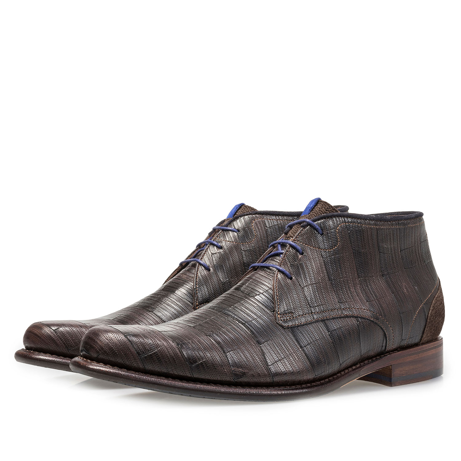 10634/03 - Dunkelbrauner Kalbsleder-Schnürstiefel mit Print 10634/03 - Dunkelbrauner Kalbsleder-Schnürstiefel mit Print