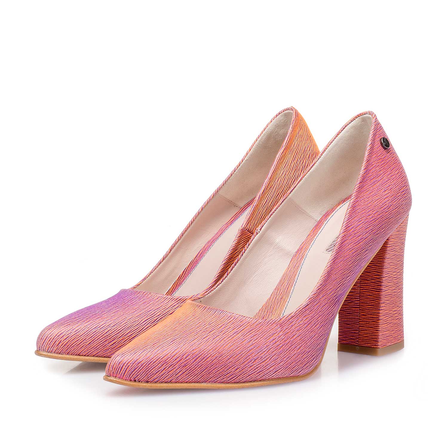 85519/08 - Coral red leather pumps with changing effect 85519/08 - Coral red leather pumps with changing effect