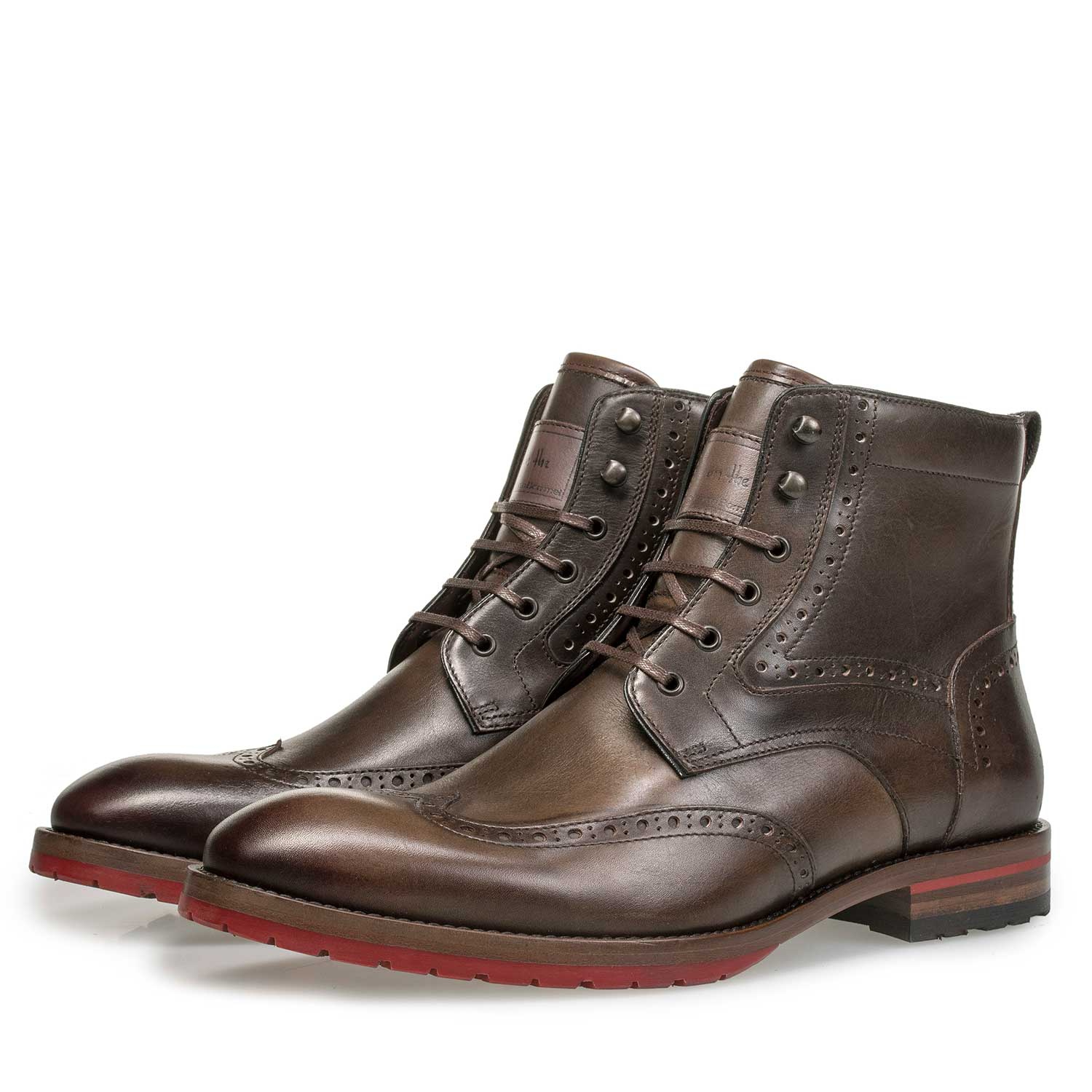 10295/08 - Dunkelbrauner Brogue-Schnürstiefel aus Kalbsleder 10295/08 - Dunkelbrauner Brogue-Schnürstiefel aus Kalbsleder