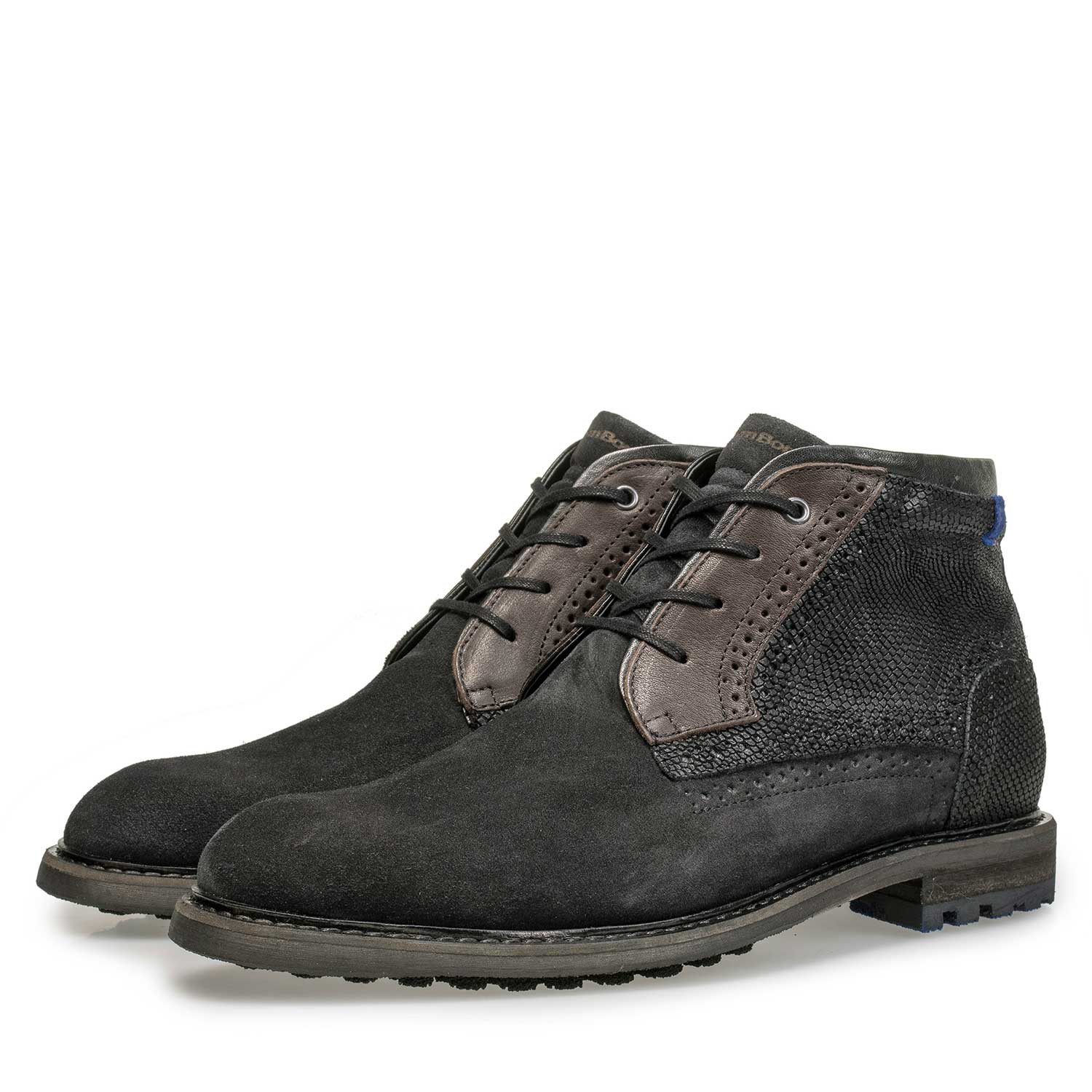 10978/15 - Halbhoher dunkelgrauer Kalbswildleder-Schnürschuh 10978/15 - Halbhoher dunkelgrauer Kalbswildleder-Schnürschuh