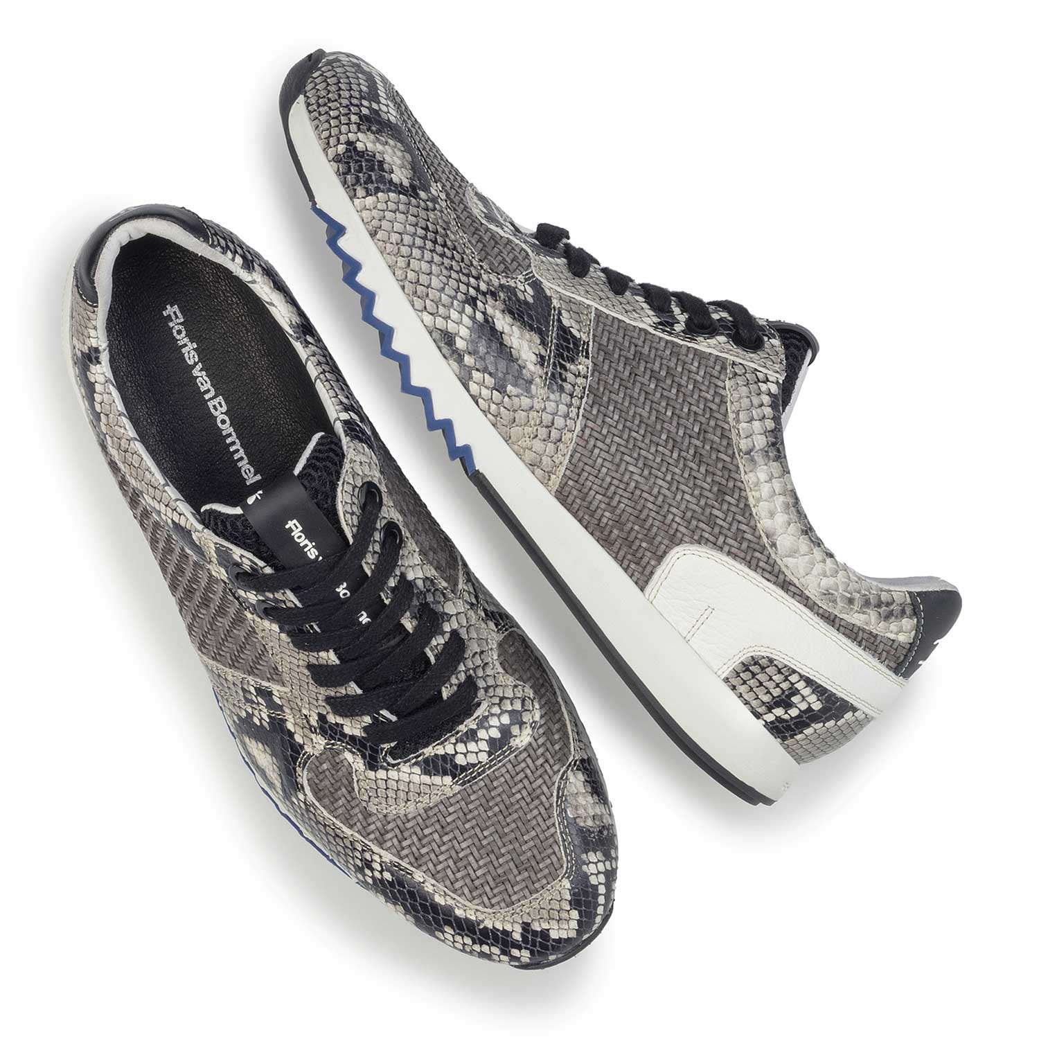 16171/03 - Grauer Sneaker aus Leder mit Schlangenprint 16171/03 - Grauer Sneaker aus Leder mit Schlangenprint