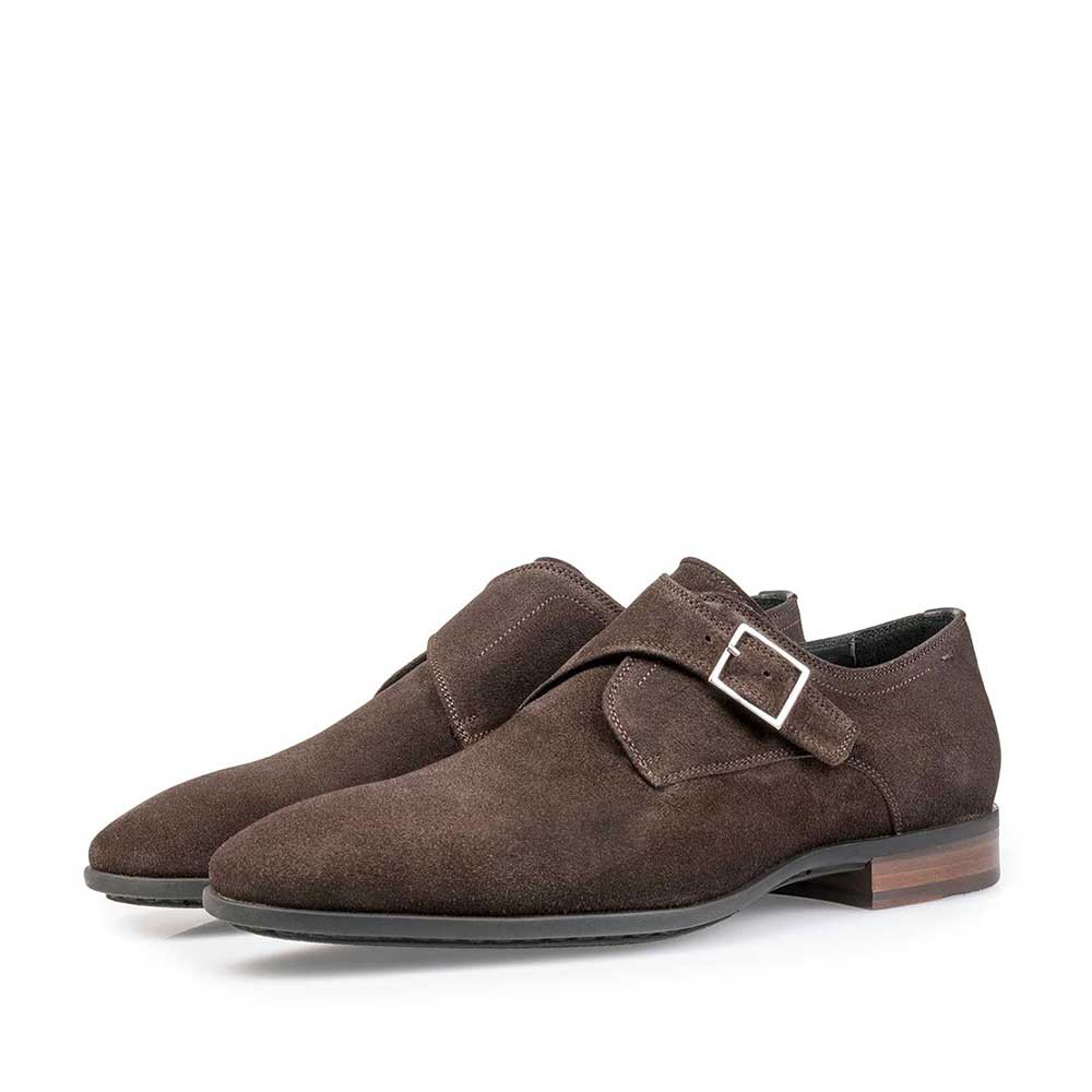 12341/00 - Dark brown waxed suede leather monk strap 12341/00 - Dark brown waxed suede leather monk strap