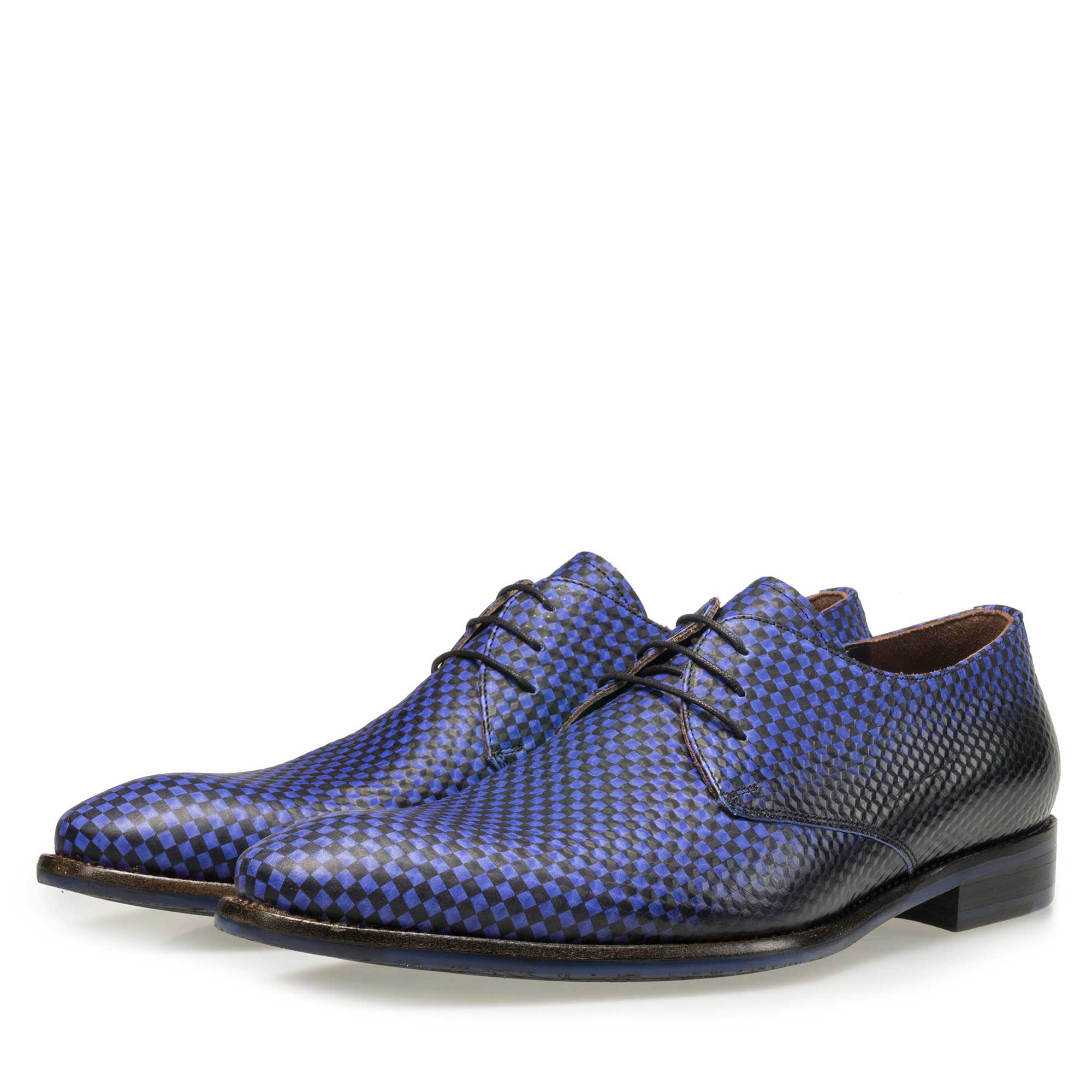 18033/00 - Floris van Bommel men’s electric blue leather lace shoe 18033/00 - Floris van Bommel men’s electric blue leather lace shoe