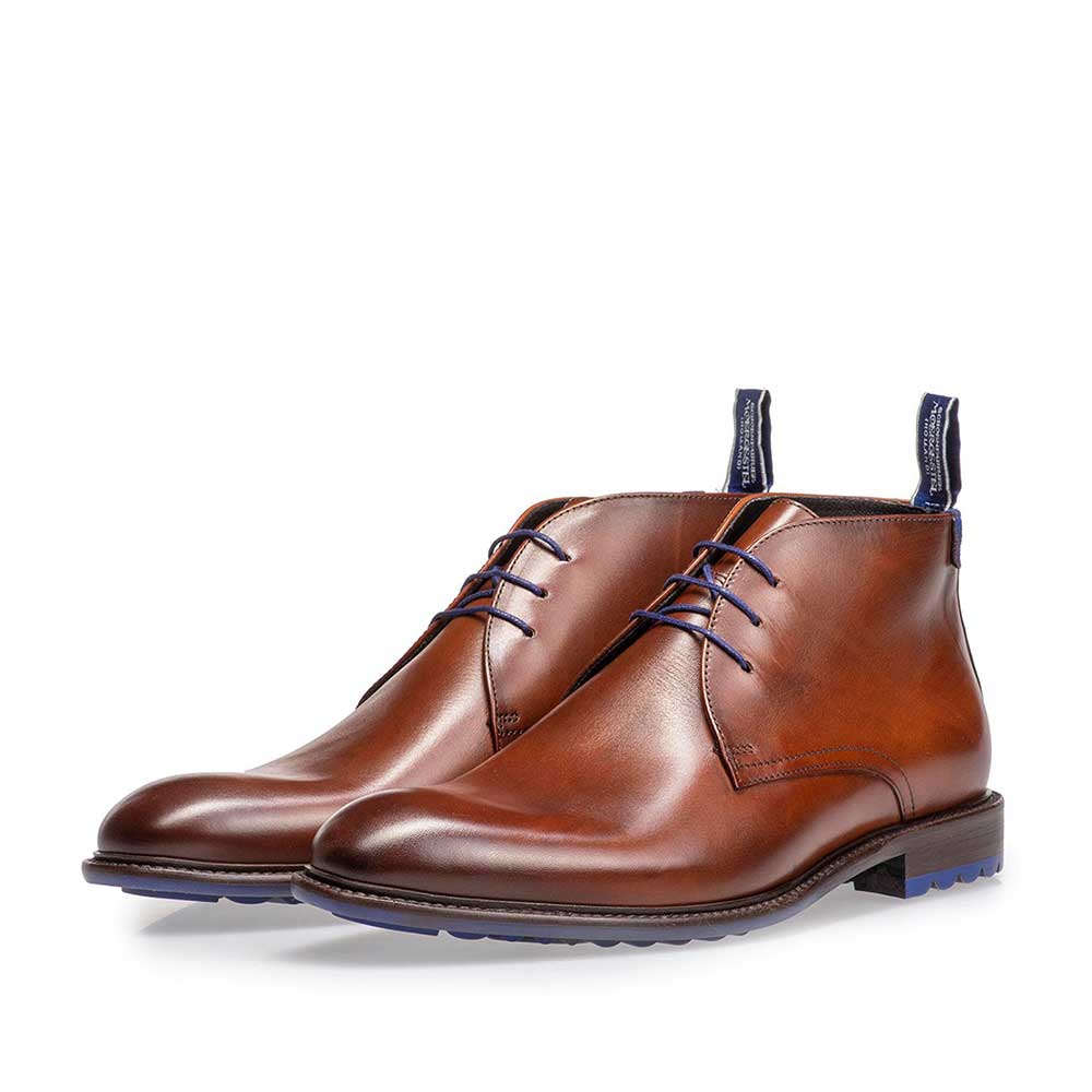 10203/13 - Dunkler cognacfarbener Kalbsleder-Schnürstiefel 10203/13 - Dunkler cognacfarbener Kalbsleder-Schnürstiefel