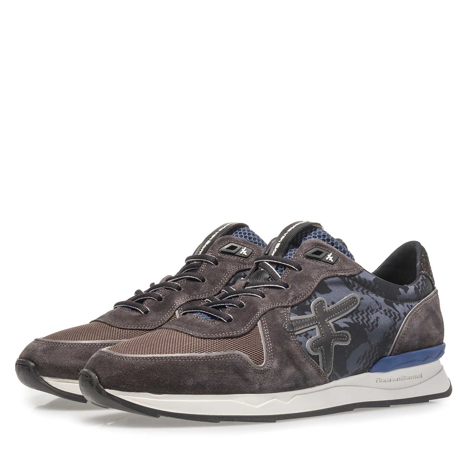 16246/22 - Dunkelgrauer Wildleder-Sneaker mit Print 16246/22 - Dunkelgrauer Wildleder-Sneaker mit Print