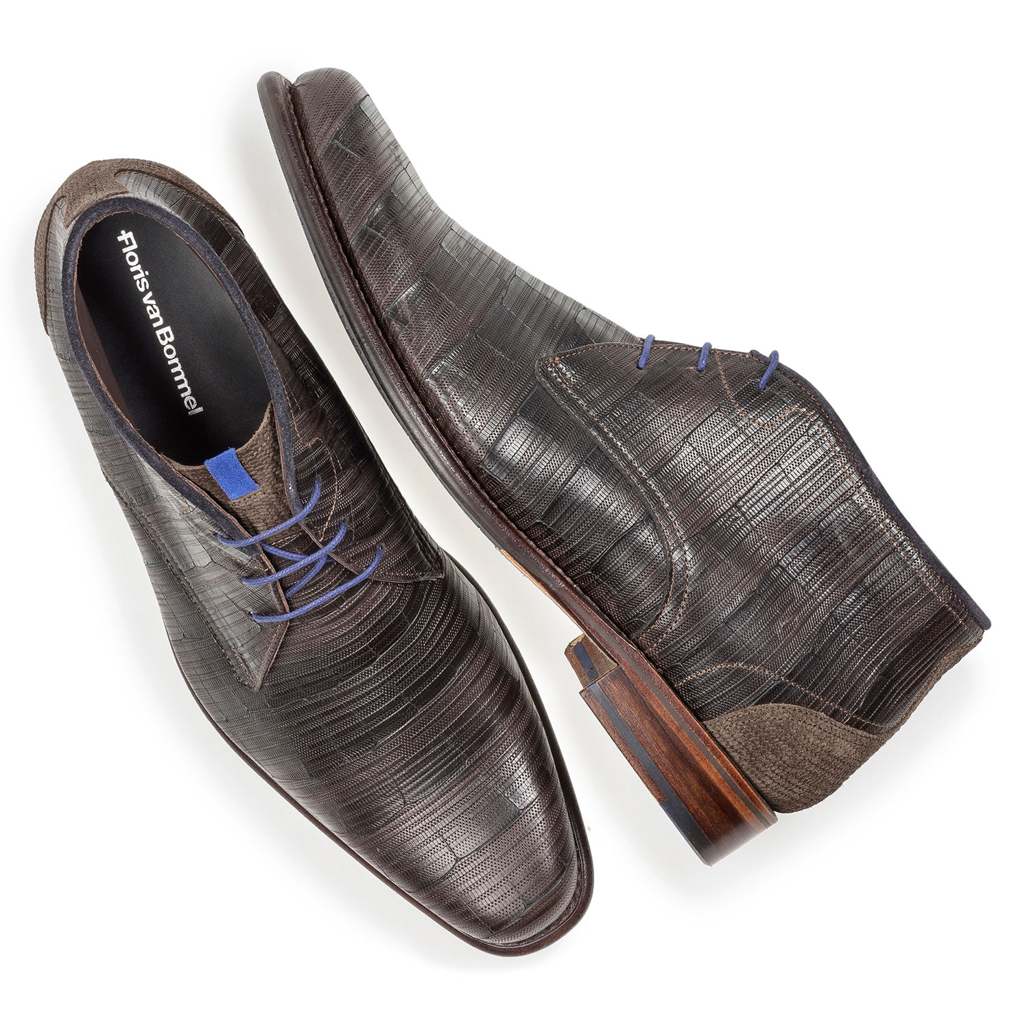 10634/03 - Dunkelbrauner Kalbsleder-Schnürstiefel mit Print 10634/03 - Dunkelbrauner Kalbsleder-Schnürstiefel mit Print