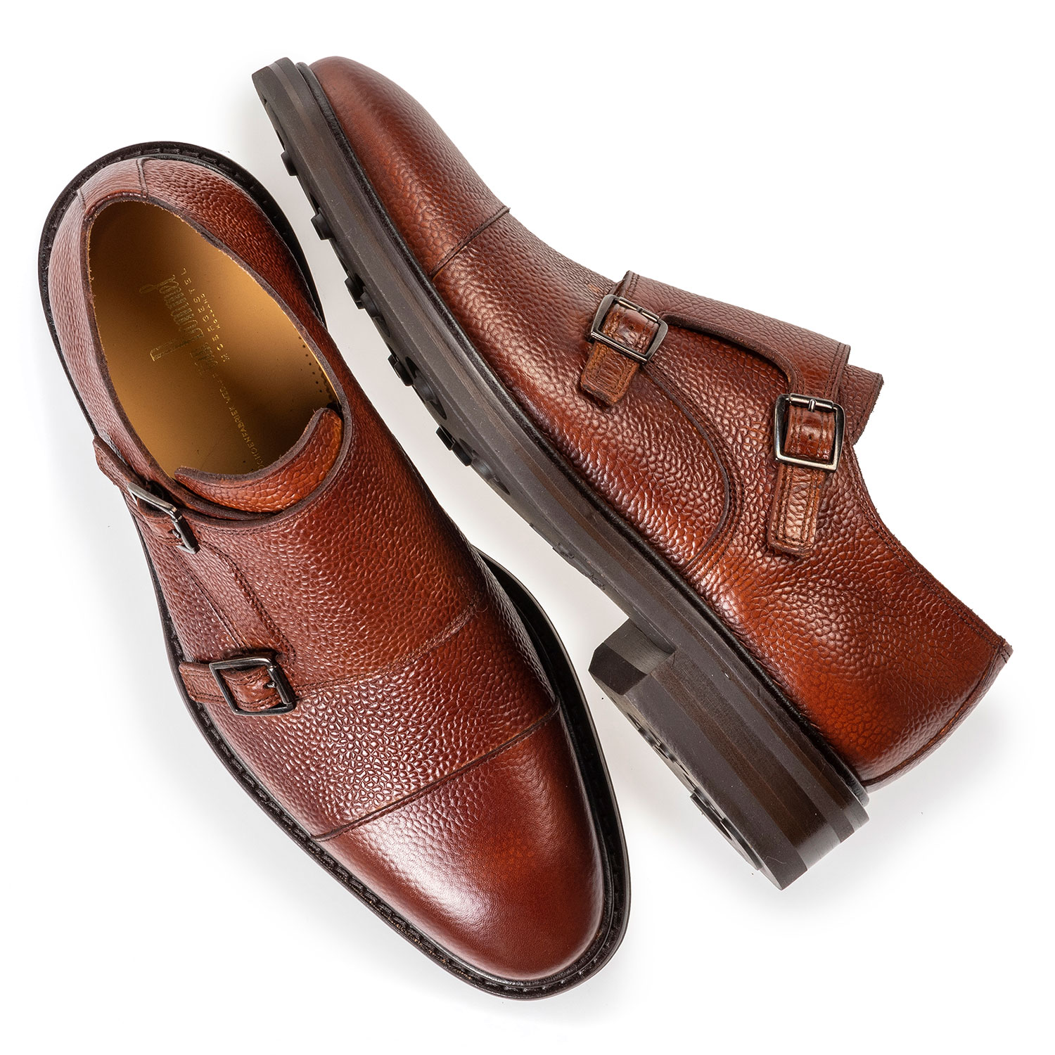 12079/05 - Cognac-coloured calf leather double monk 12079/05 - Cognac-coloured calf leather double monk