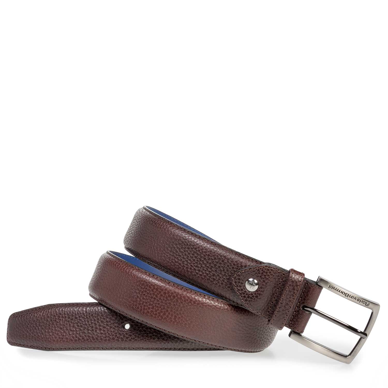 75202/12 - Dark brown leather belt with structure 75202/12 - Dark brown leather belt with structure