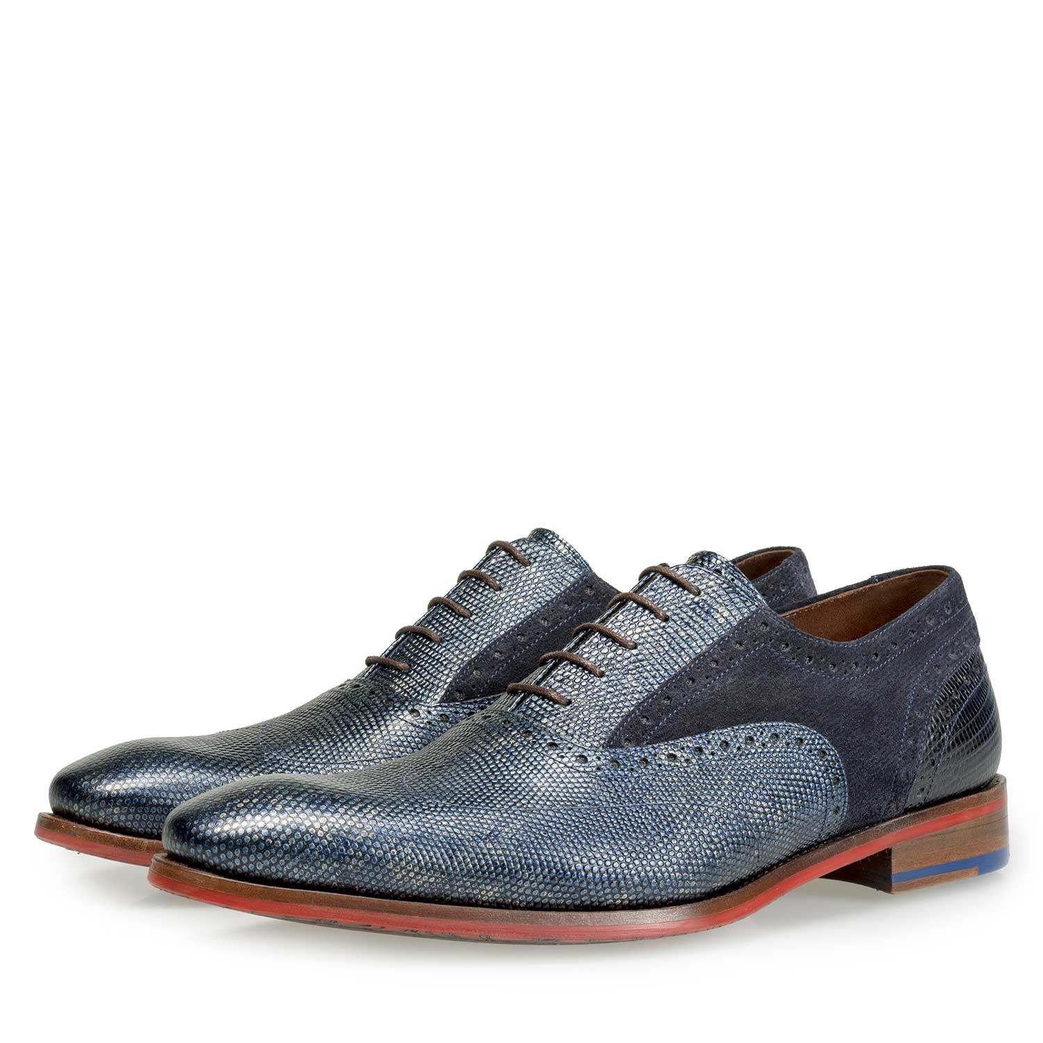 19117/02 - Blauer Premium Kalbsleder-Schnürschuh 19117/02 - Blauer Premium Kalbsleder-Schnürschuh