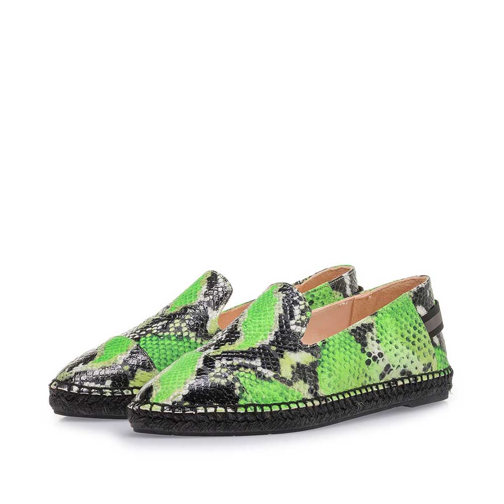 85420/05 - Neongrüne Espadrilles mit Schlangenprint 85420/05 - Neongrüne Espadrilles mit Schlangenprint