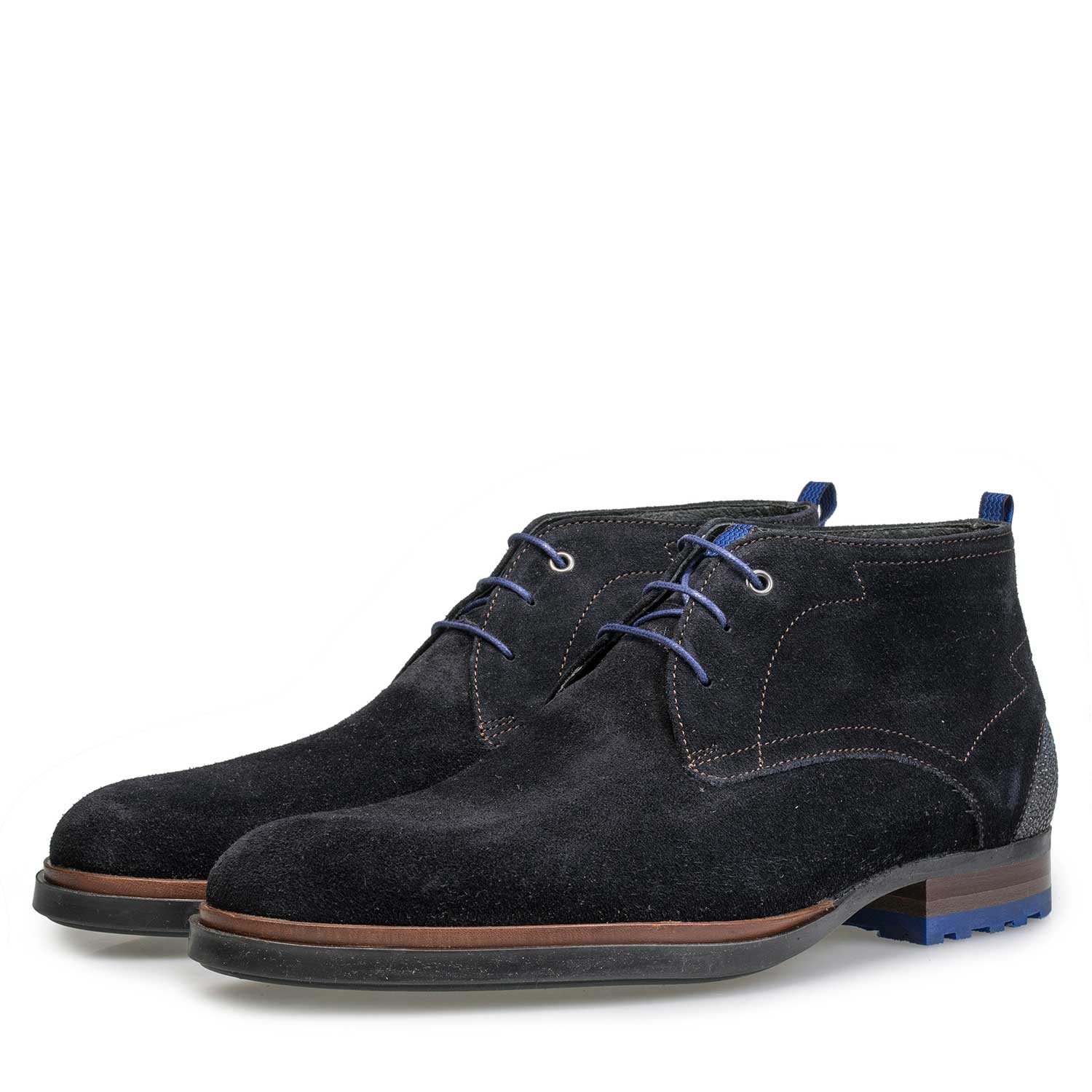 10947/10 - Dunkelblauer Wildleder Schnürstiefel 10947/10 - Dunkelblauer Wildleder Schnürstiefel