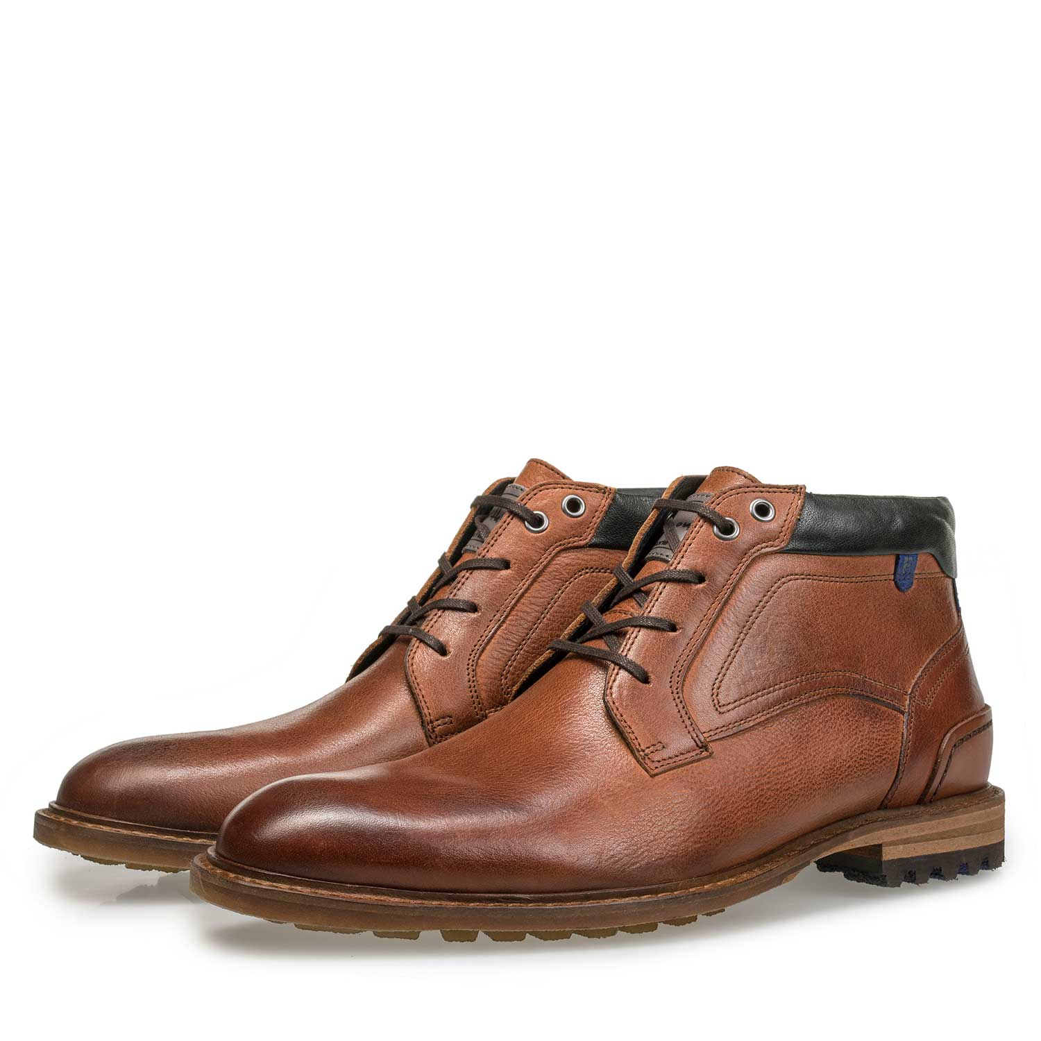 10228/14 - Cognacfarbener Leder Schnürstiefel 10228/14 - Cognacfarbener Leder Schnürstiefel