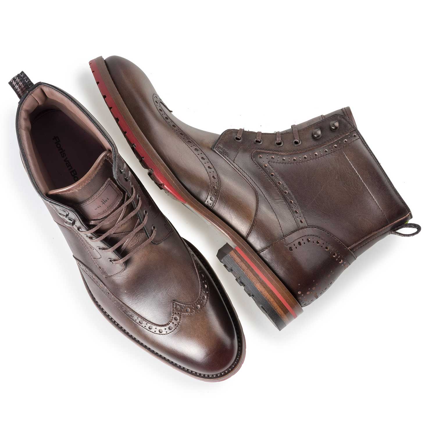 10295/08 - Dunkelbrauner Brogue-Schnürstiefel aus Kalbsleder 10295/08 - Dunkelbrauner Brogue-Schnürstiefel aus Kalbsleder