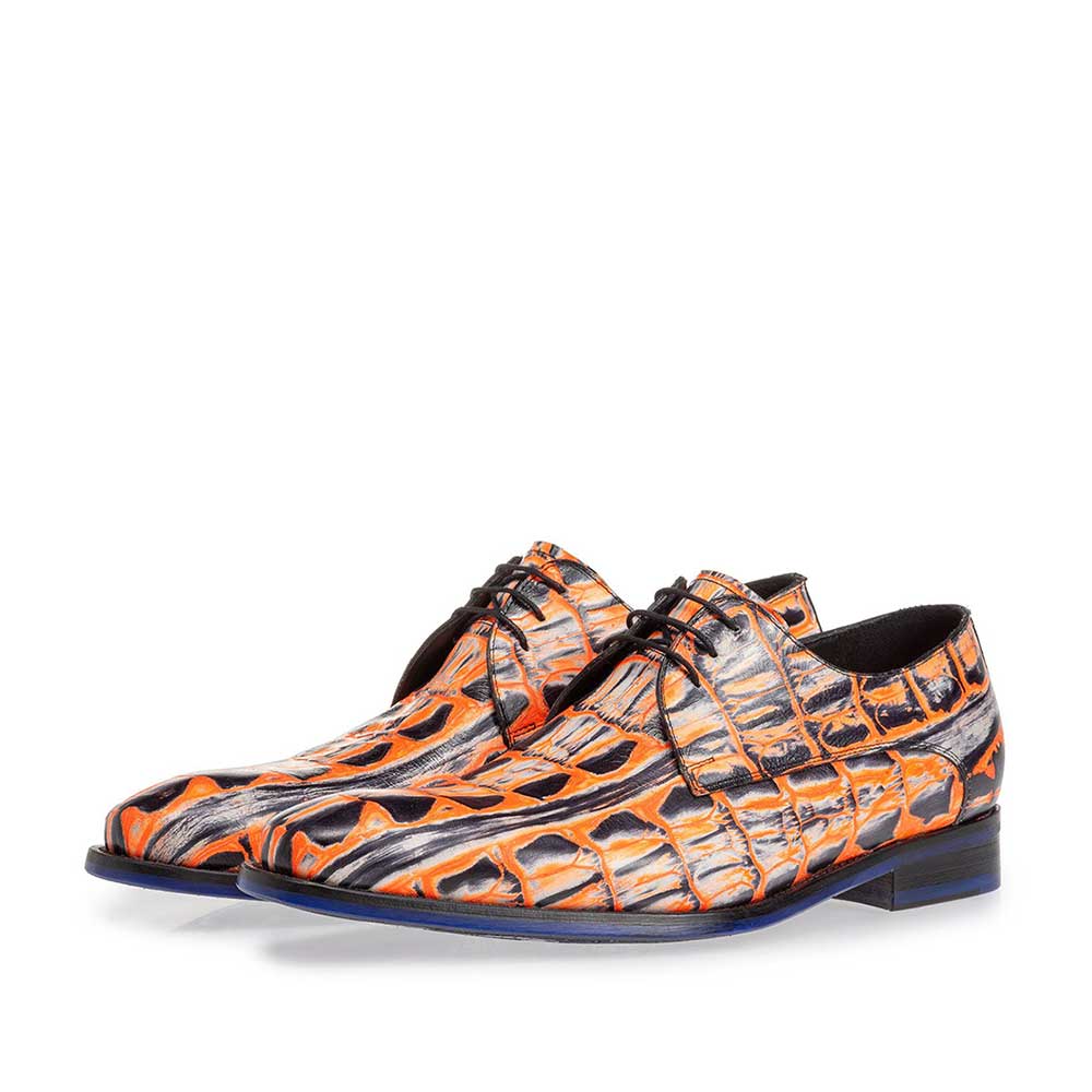 18204/04 - Schnürschuh Krokoprint orange 18204/04 - Schnürschuh Krokoprint orange