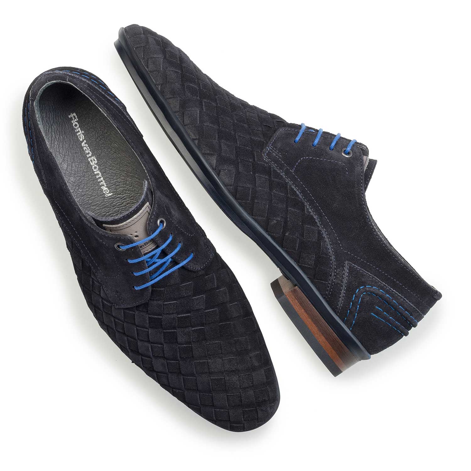 14058/00 - Dark blue braided leather lace shoe 14058/00 - Dark blue braided leather lace shoe