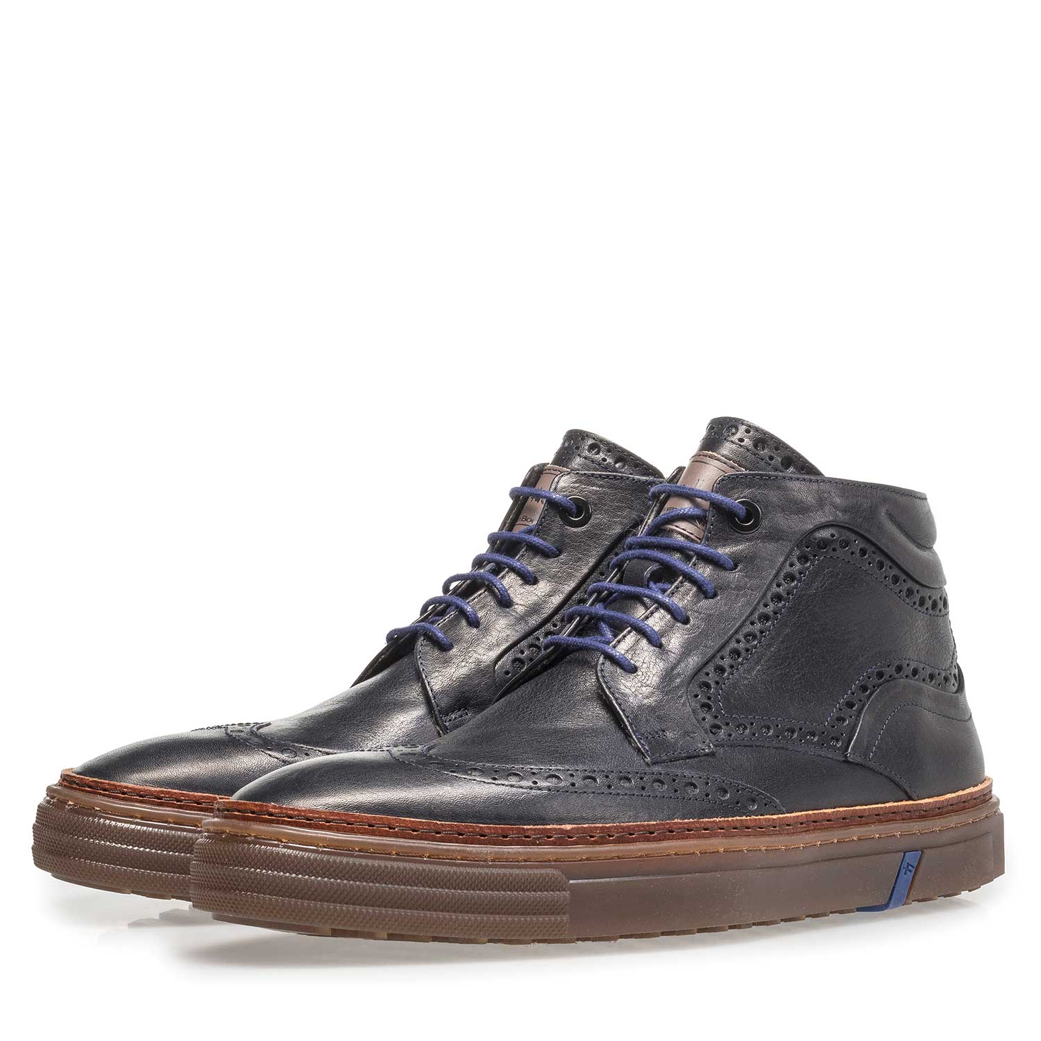 10080/12 - Dark blue calf leather lace boot 10080/12 - Dark blue calf leather lace boot