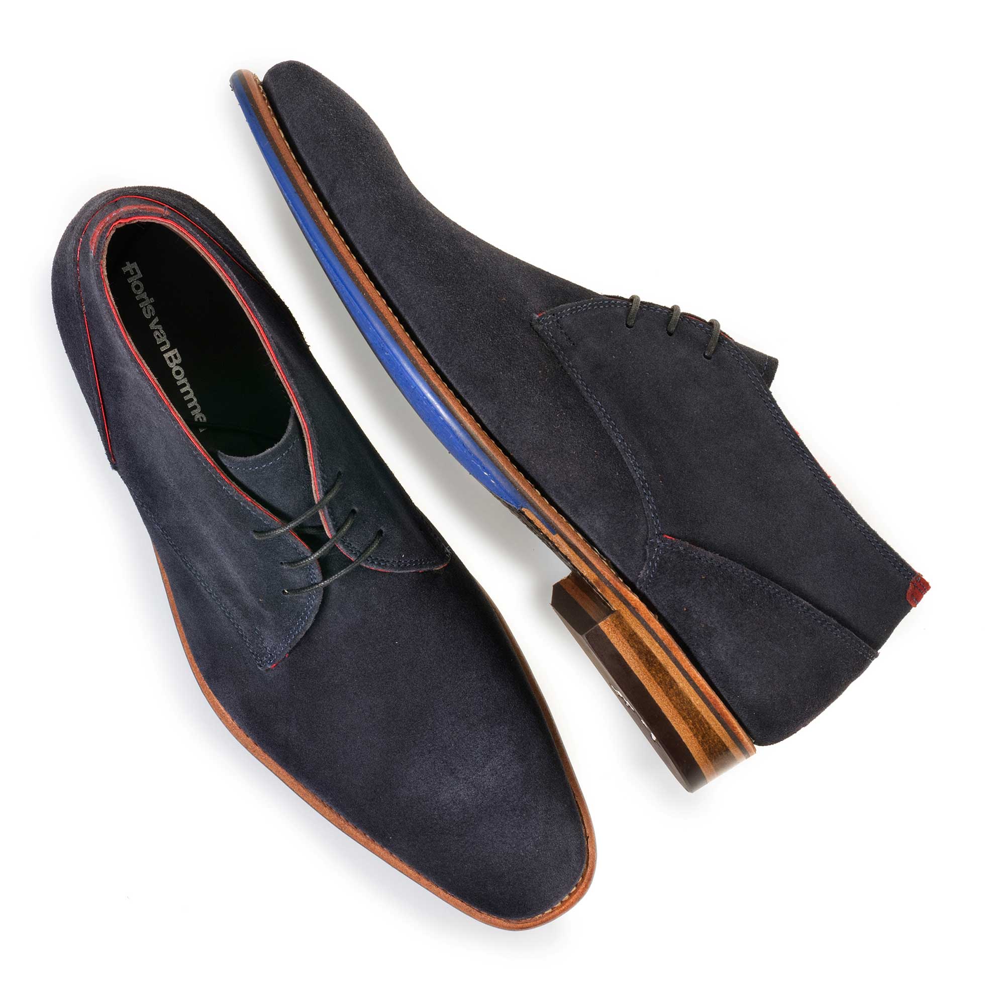 10673/09 - Blue mid-high suede leather lace boot 10673/09 - Blue mid-high suede leather lace boot