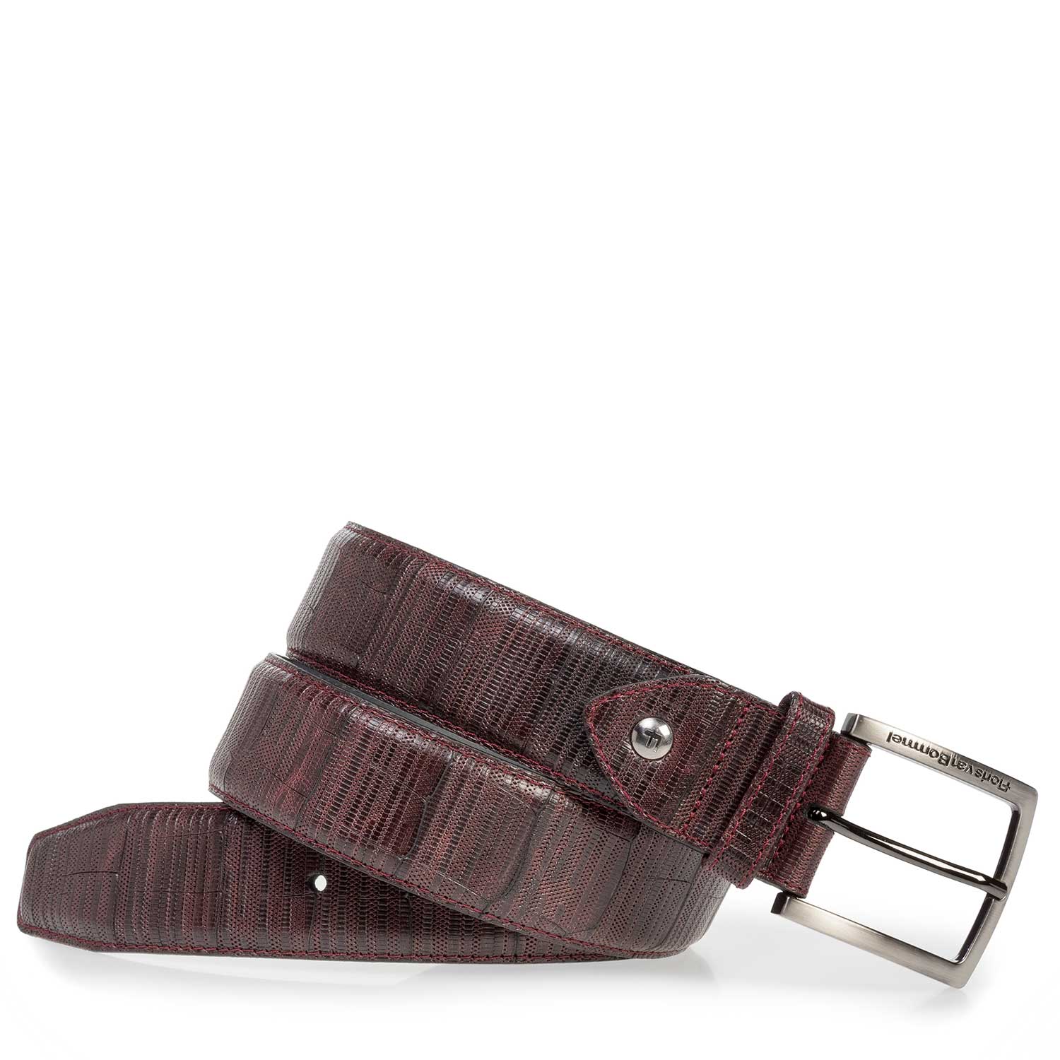 75202/03 - Burgundy red leather belt with print 75202/03 - Burgundy red leather belt with print