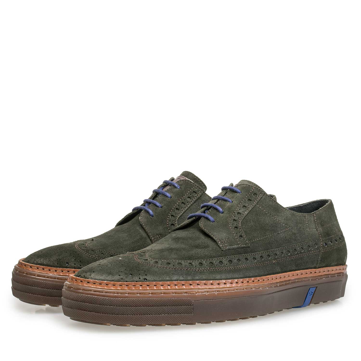 17092/02 - Green suede leather lace shoe 17092/02 - Green suede leather lace shoe
