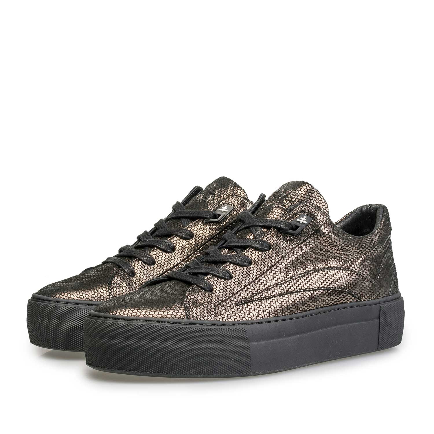 85252/01 - Sneaker mit bronzefarbenem Metallic-Print 85252/01 - Sneaker mit bronzefarbenem Metallic-Print