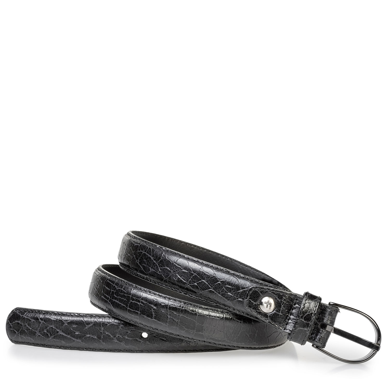 75813/89 - Women's belt black craquelé 75813/89 - Women's belt black craquelé