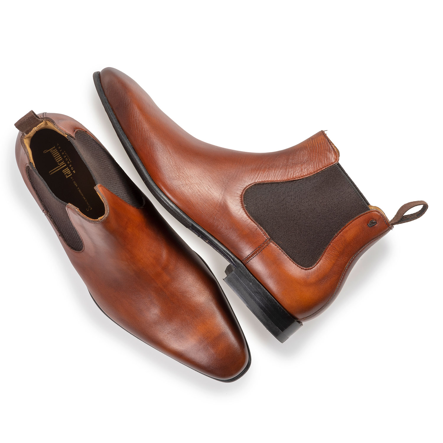10537/00 - Dunkler cognacfarbener Kalbsleder Chelsea Boot 10537/00 - Dunkler cognacfarbener Kalbsleder Chelsea Boot
