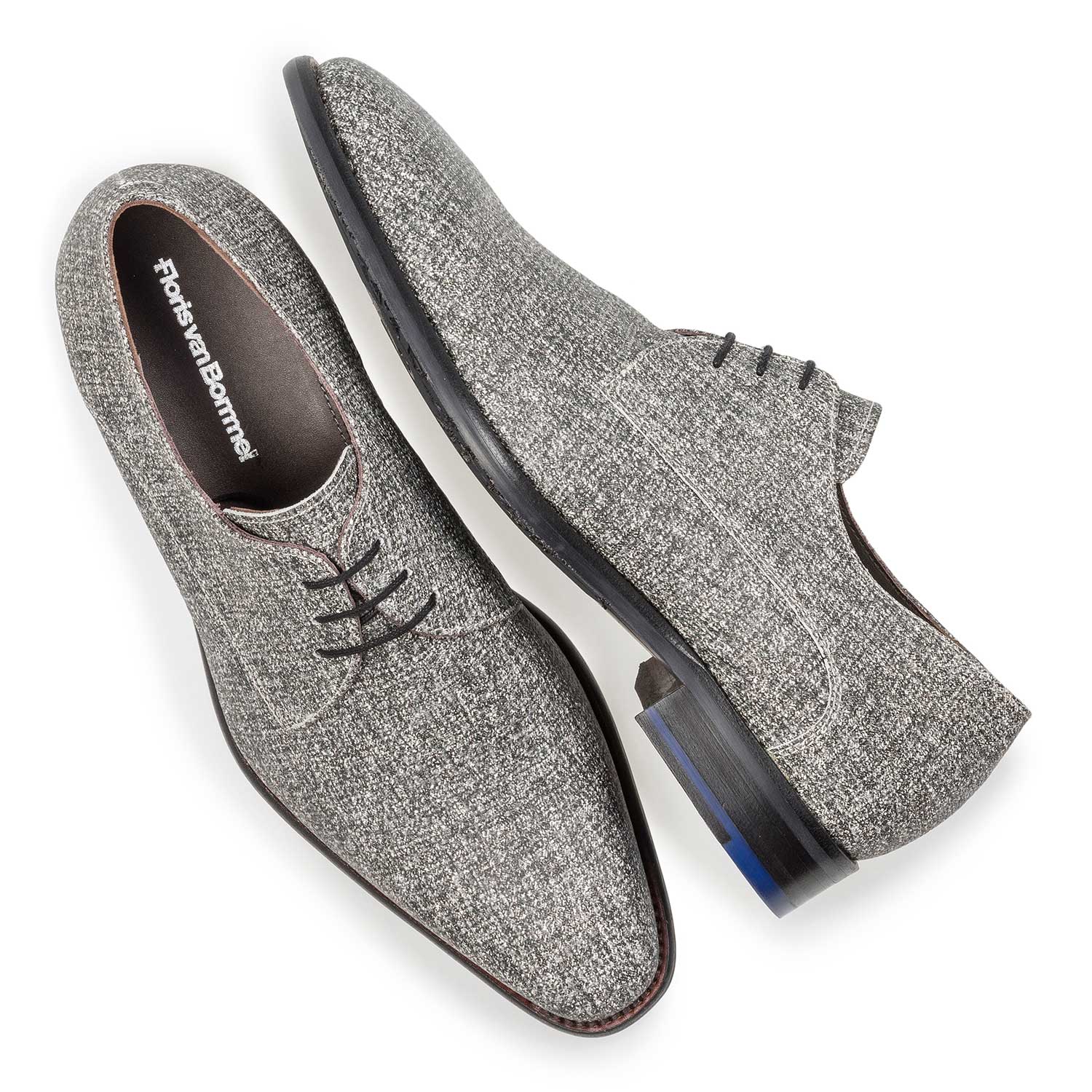 18146/00 - Grey leather lace shoe with white print 18146/00 - Grey leather lace shoe with white print