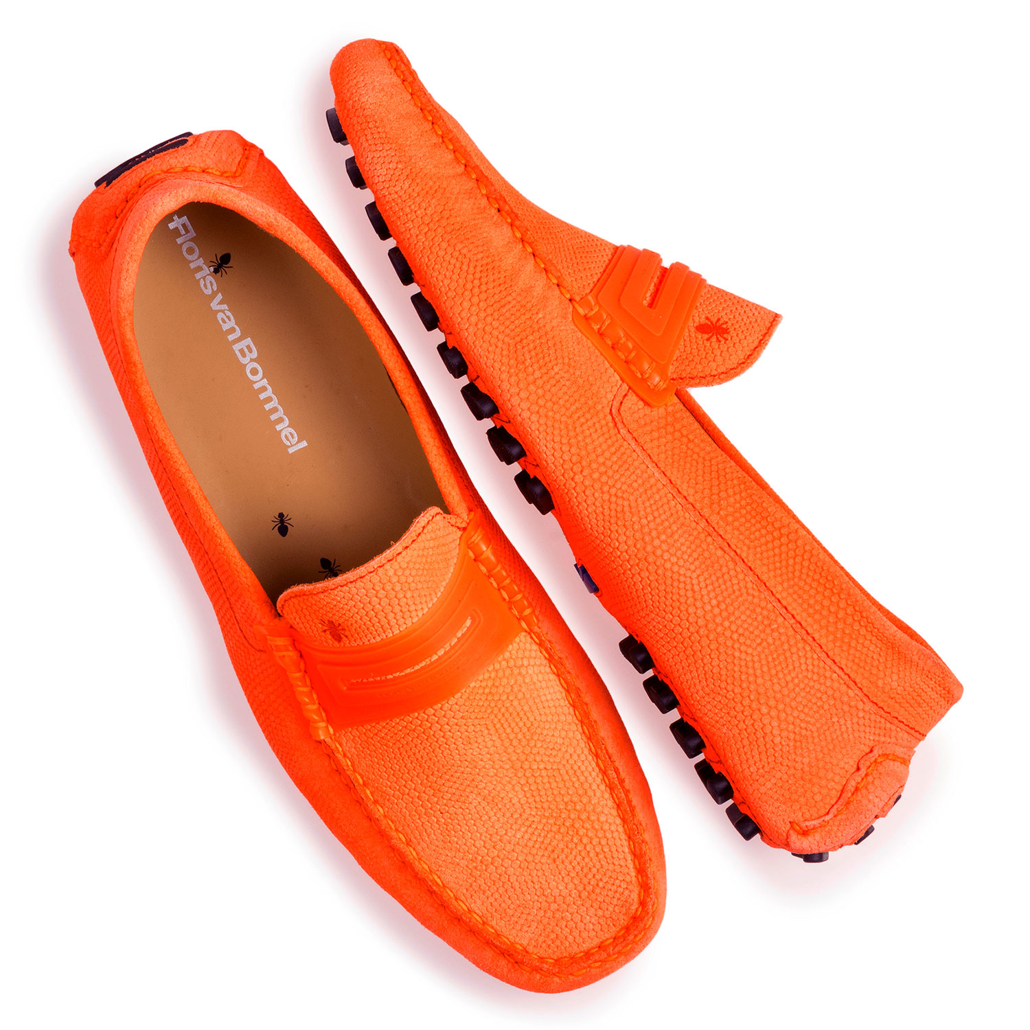 15215/02 - Premium fluorescent orange leather moccasin 15215/02 - Premium fluorescent orange leather moccasin
