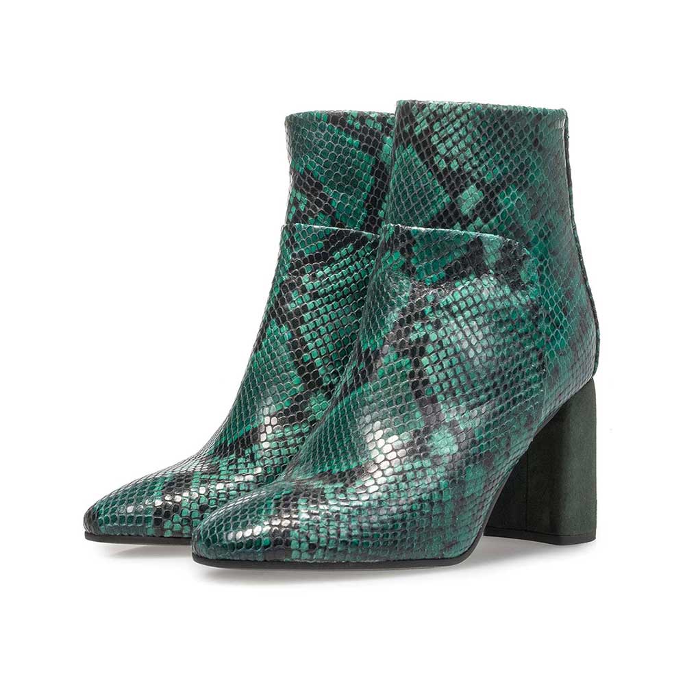 85624/04 - Green leather ankle boot with snake print 85624/04 - Green leather ankle boot with snake print