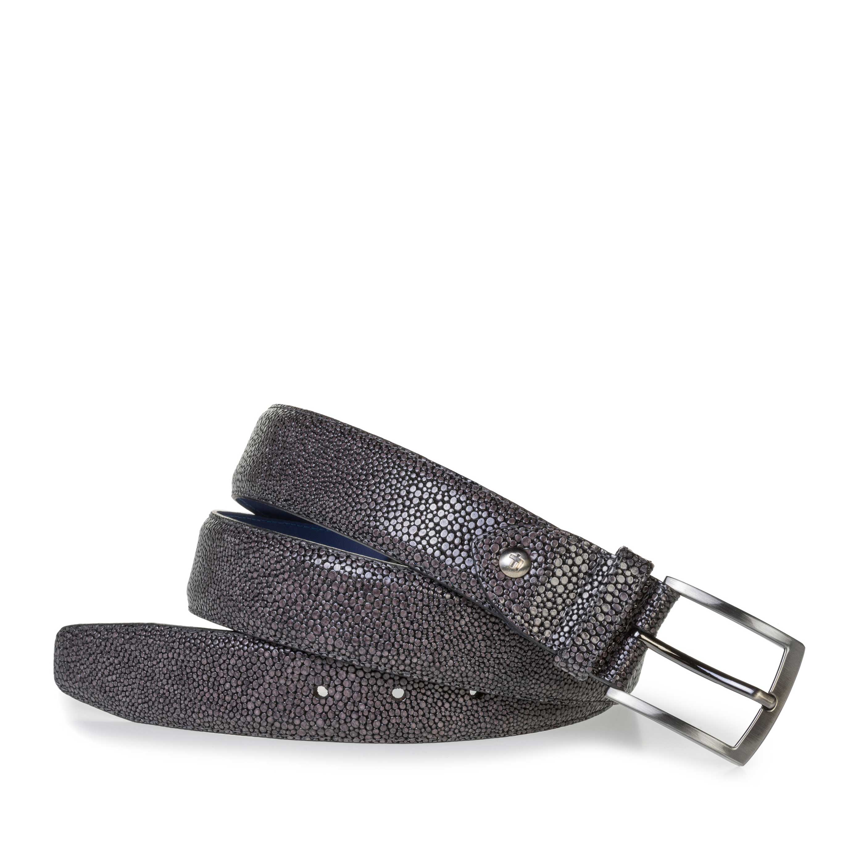 75200/92 - Grey leather belt with metallic print 75200/92 - Grey leather belt with metallic print