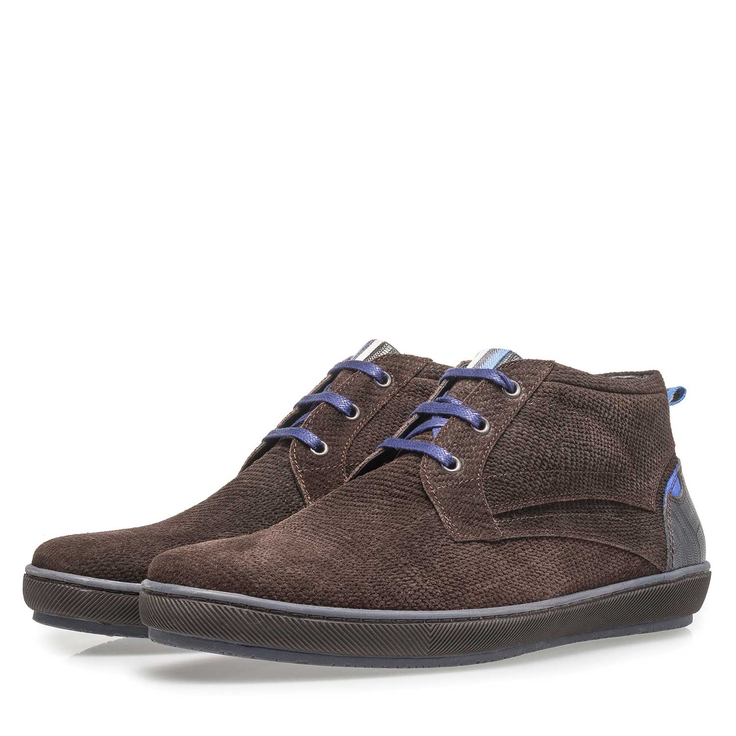 10074/16 - Dark brown printed suede leather lace shoe 10074/16 - Dark brown printed suede leather lace shoe