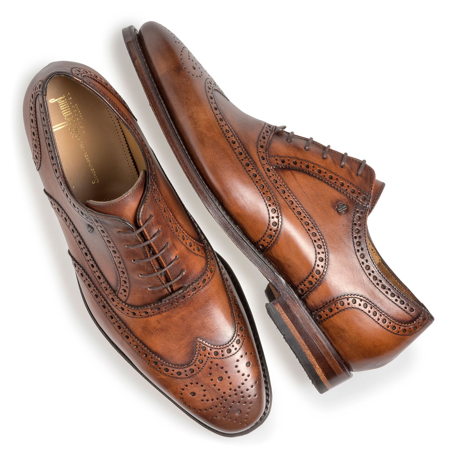 19125/00 - Dunkler cognacfarbener Kalbsleder-Brogue 19125/00 - Dunkler cognacfarbener Kalbsleder-Brogue