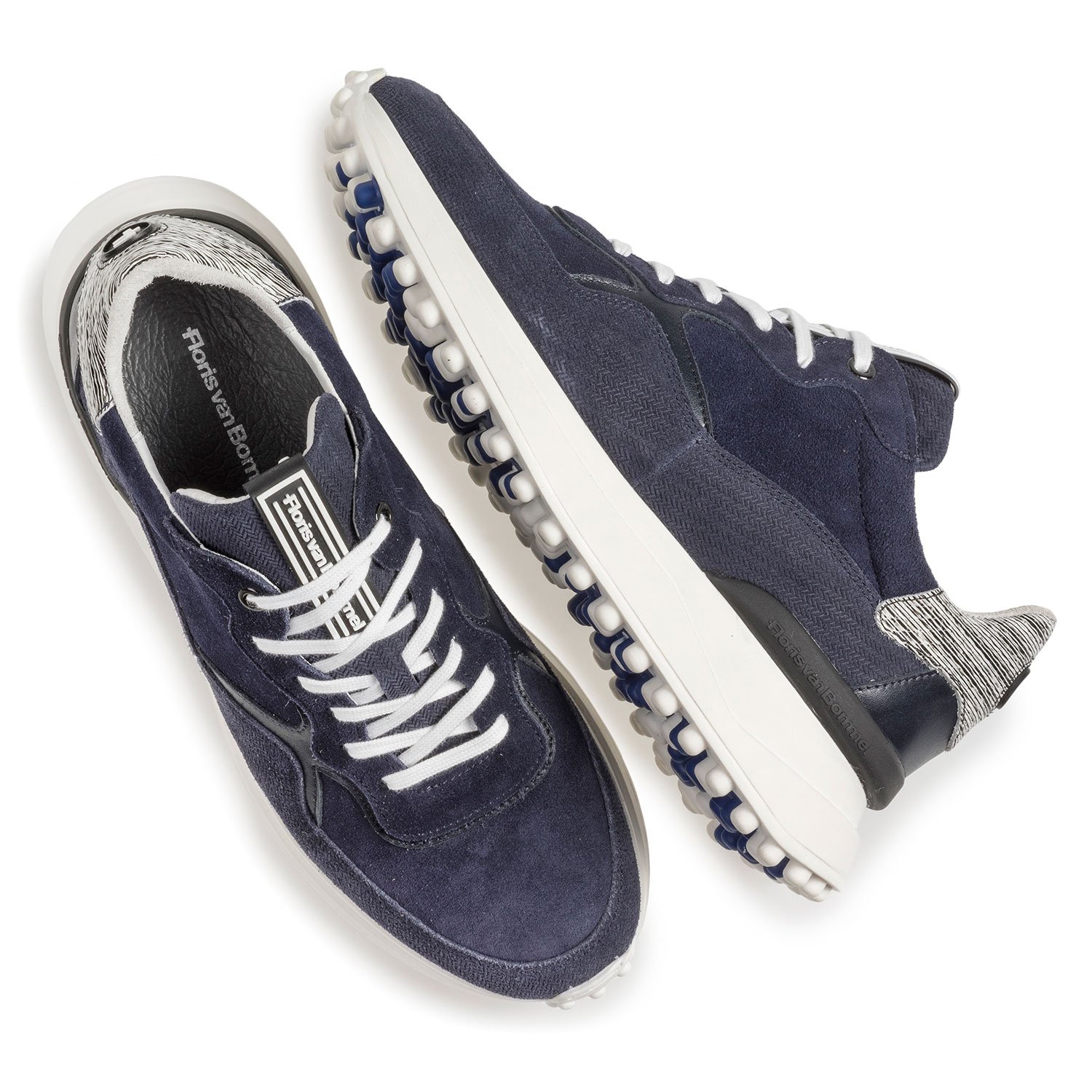 16301/15 - Blauer Wildleder-Sneaker mit Print 16301/15 - Blauer Wildleder-Sneaker mit Print