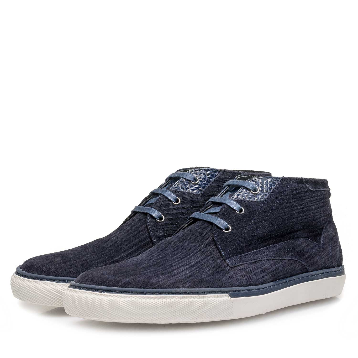 10079/06 - Blue calf leather lace shoe with striped pattern 10079/06 - Blue calf leather lace shoe with striped pattern