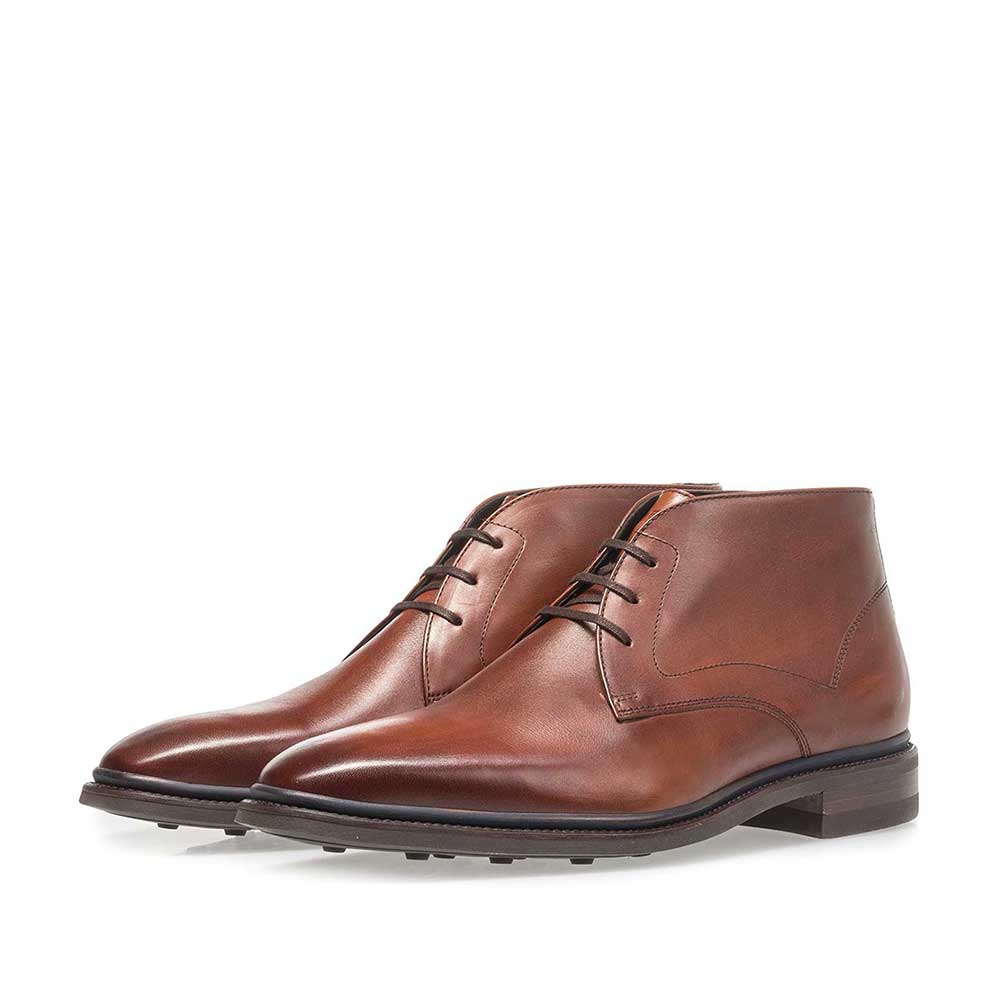 10667/03 - Dunkler cognacfarbener Kalbsleder-Schnürstiefel 10667/03 - Dunkler cognacfarbener Kalbsleder-Schnürstiefel