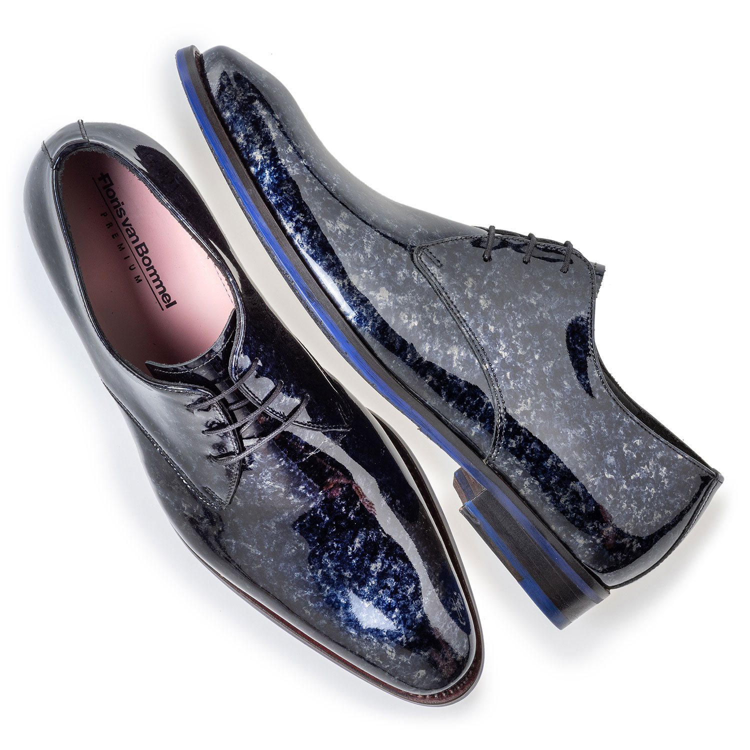 18224/03 - Schnürschuh blaues Lackleder 18224/03 - Schnürschuh blaues Lackleder