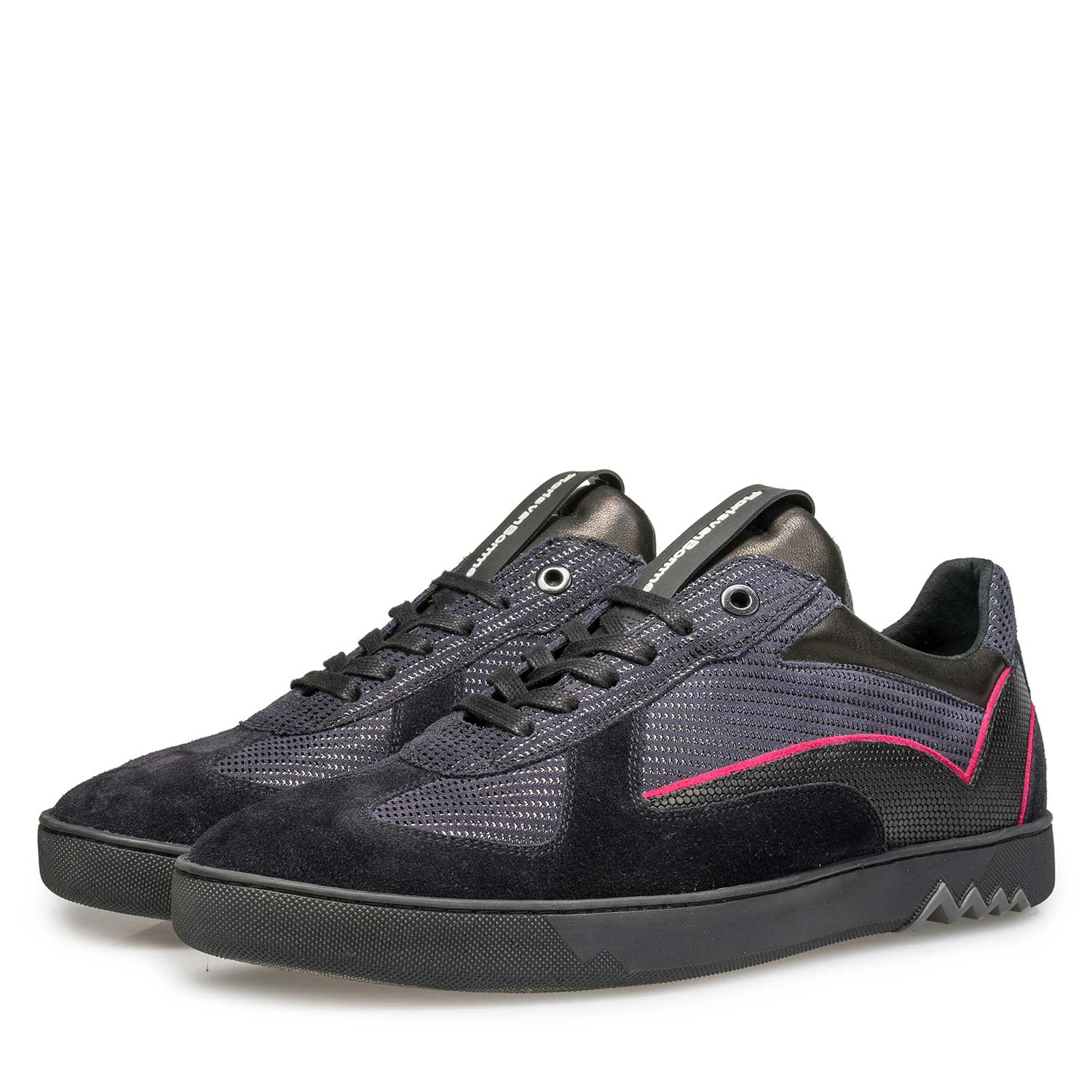 16242/07 - Dunkelblauer Sneaker mit pinker Paspel 16242/07 - Dunkelblauer Sneaker mit pinker Paspel