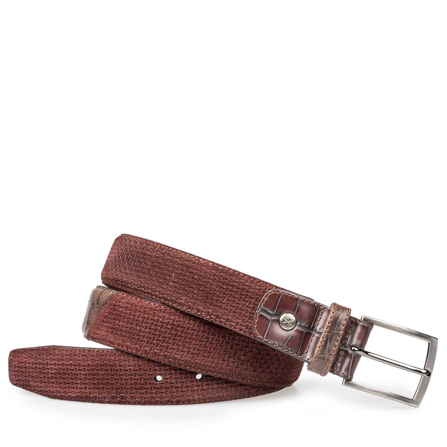 75188/04 - Burgundy red suede leather belt 75188/04 - Burgundy red suede leather belt