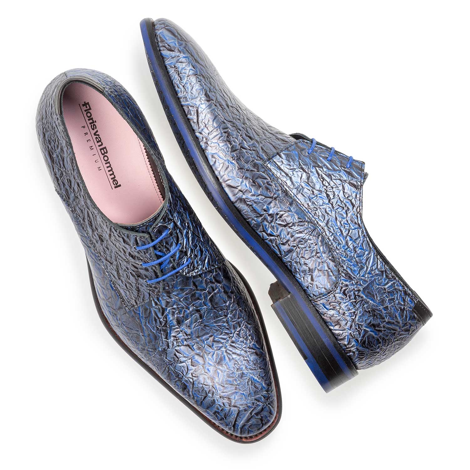18097/05 - Dunkelblauer Premium Lackleder-Schnürschuh mit Print 18097/05 - Dunkelblauer Premium Lackleder-Schnürschuh mit Print